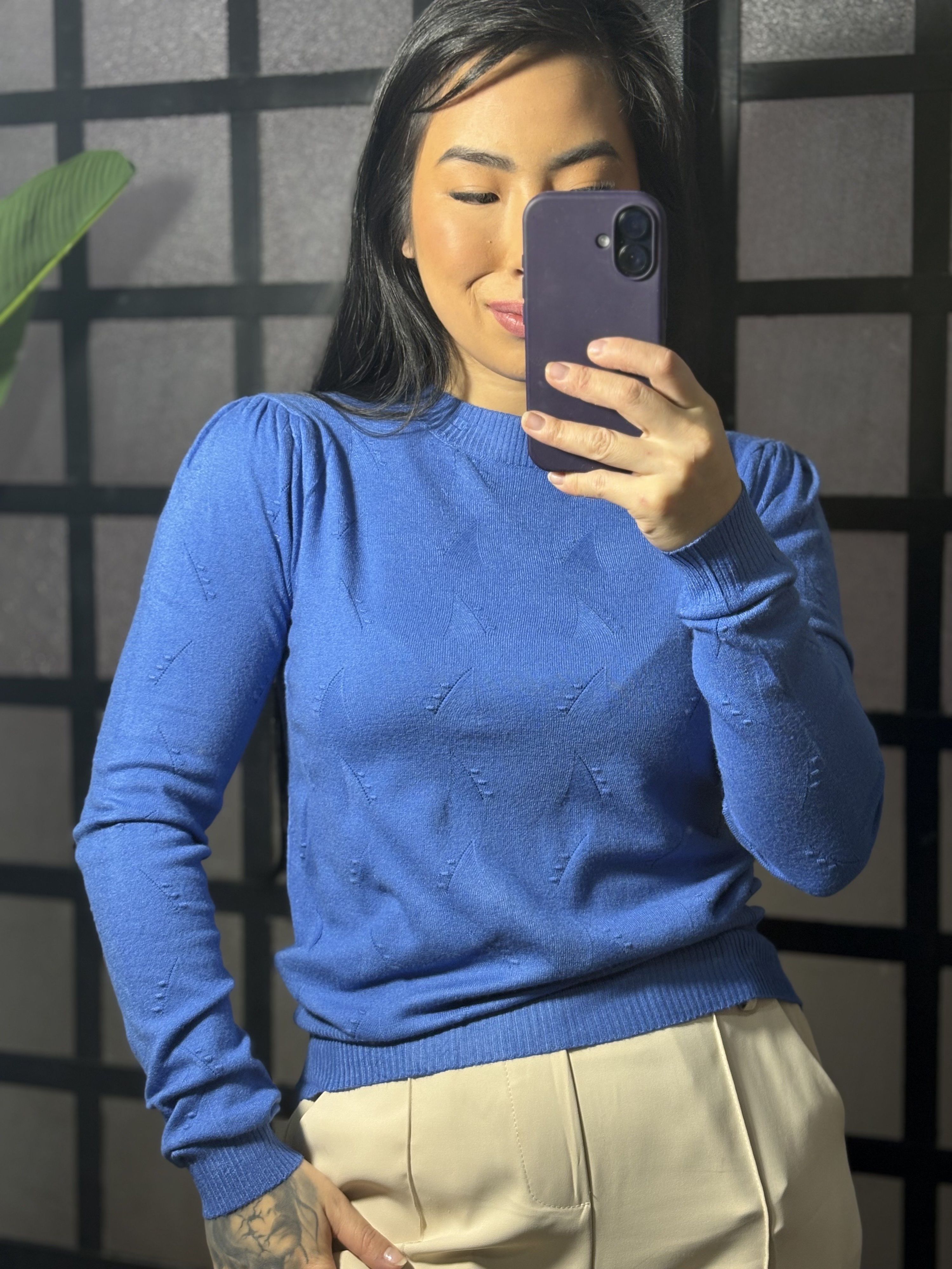 Blusa trico Margarida 8923- Azul 