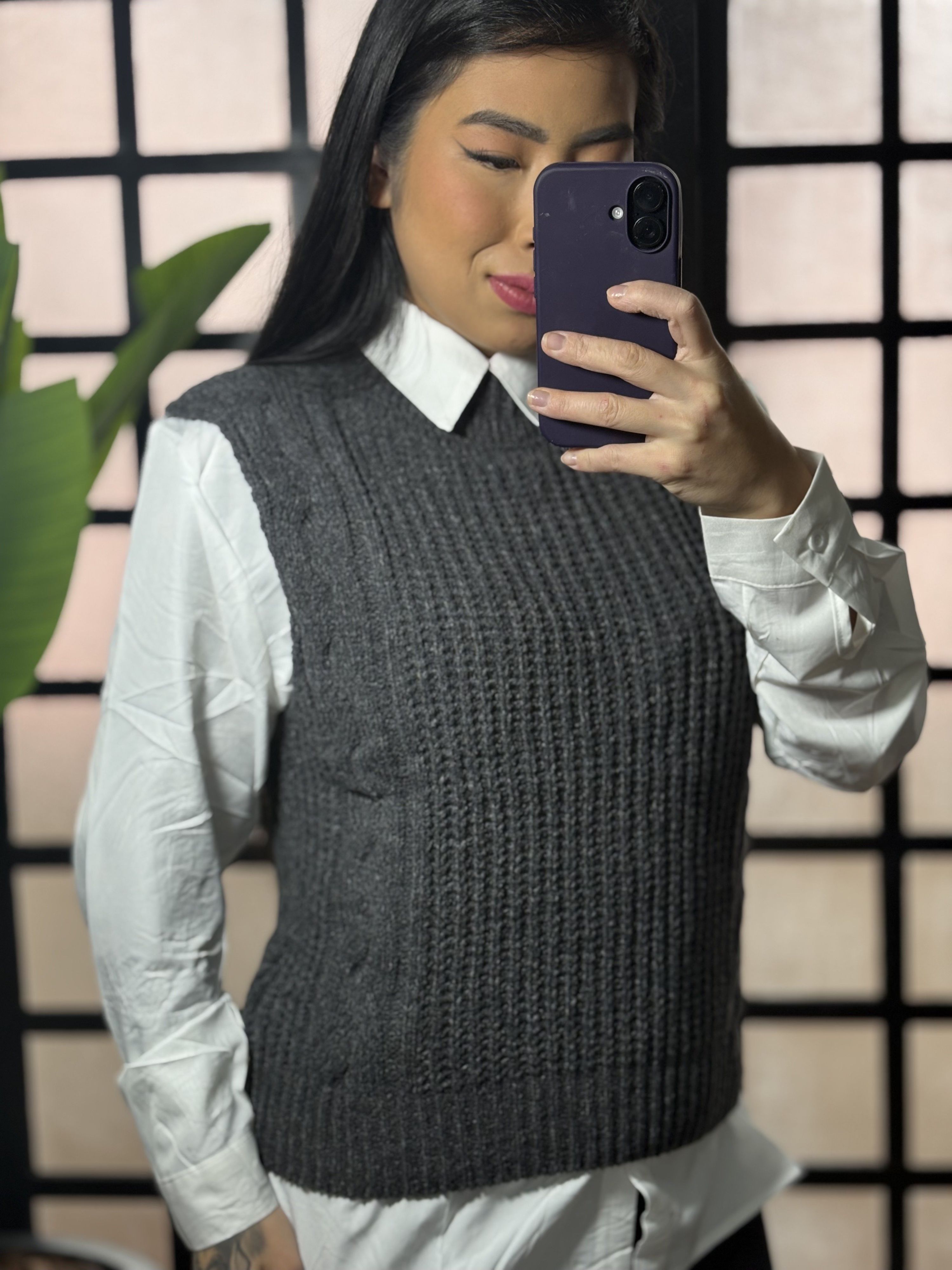 Colete tricot Ana julia - Chumbo