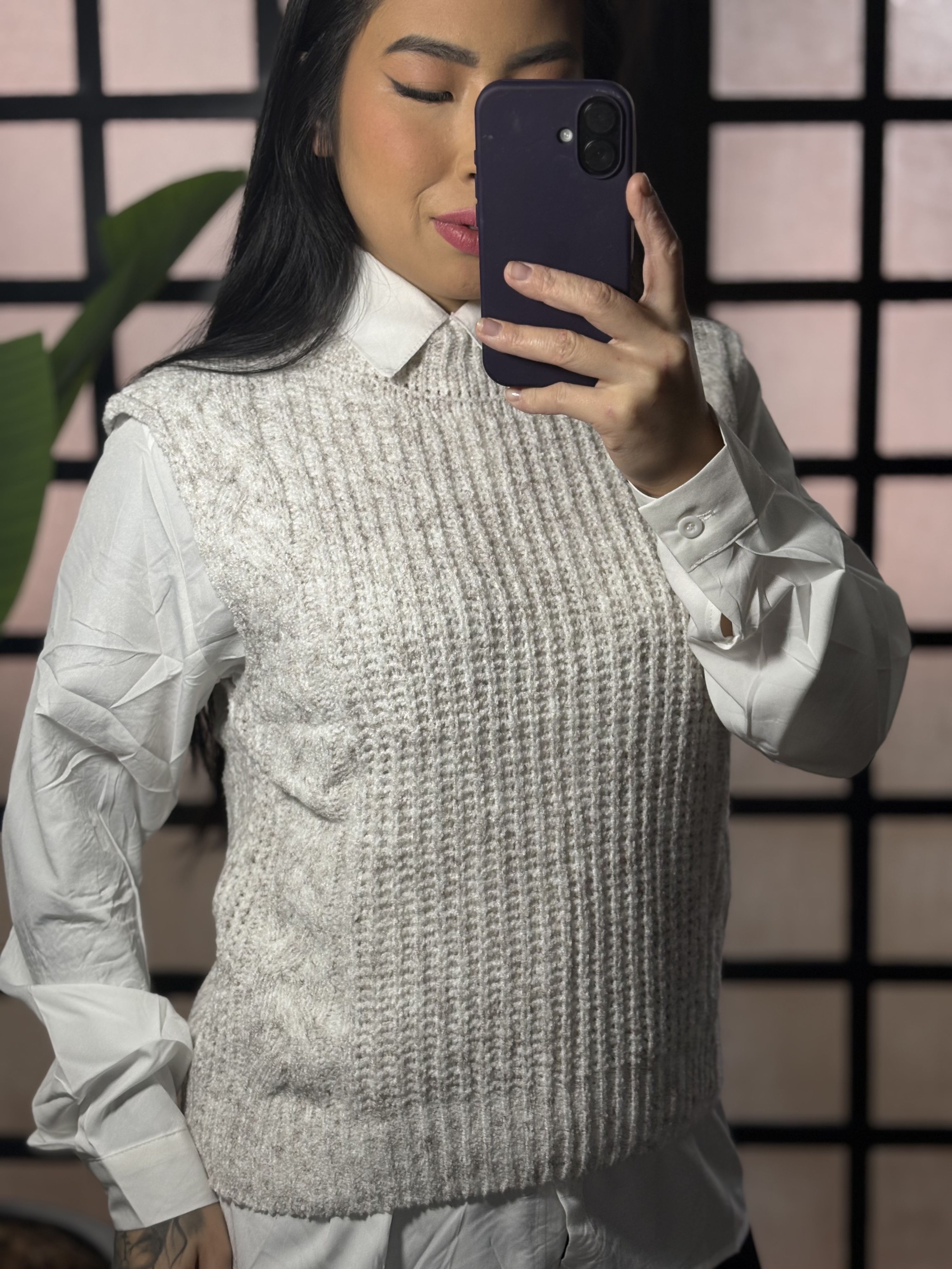 colete tricot ana julia - Off wite