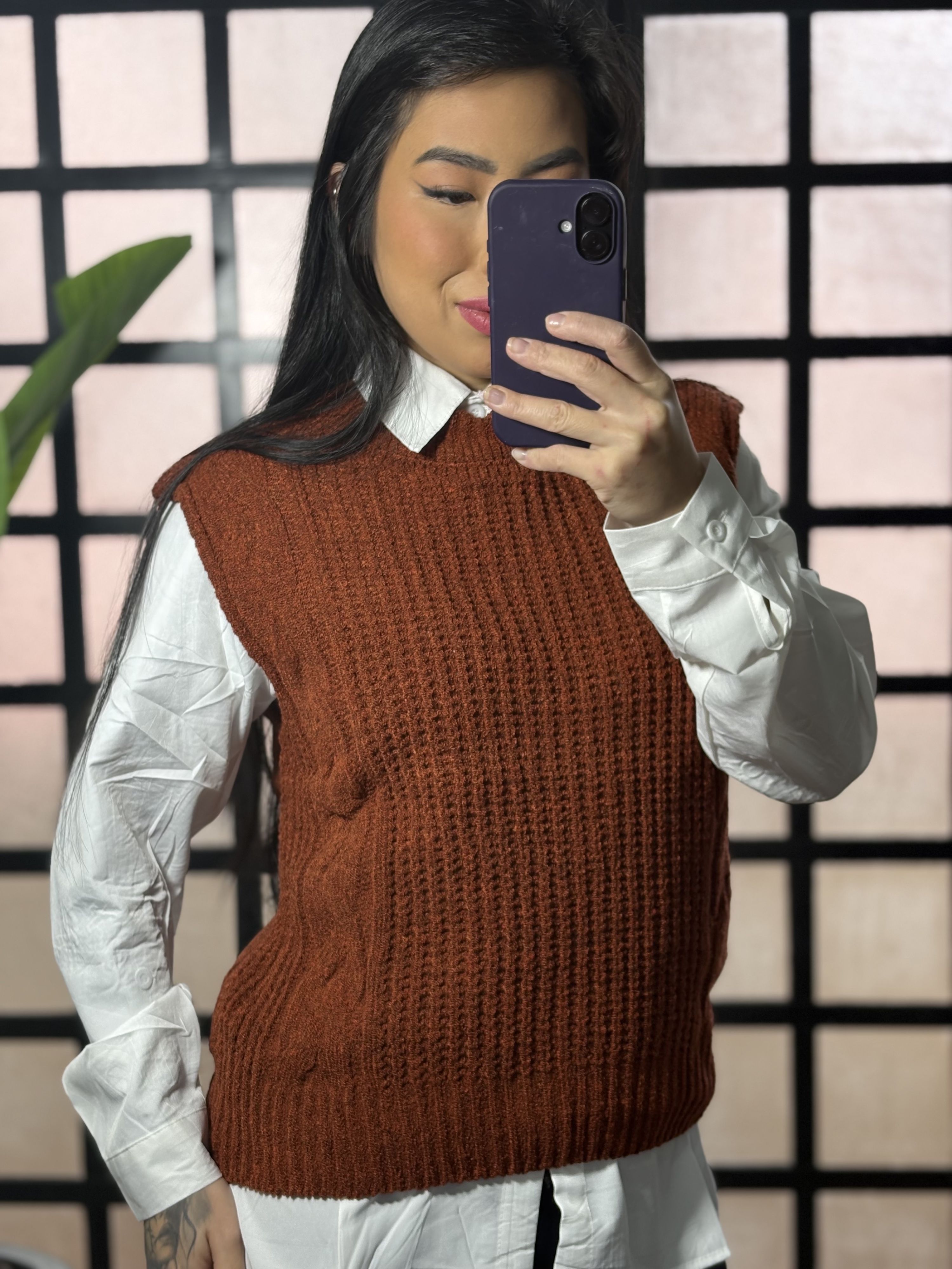 colete tricot ana julia - Terracota
