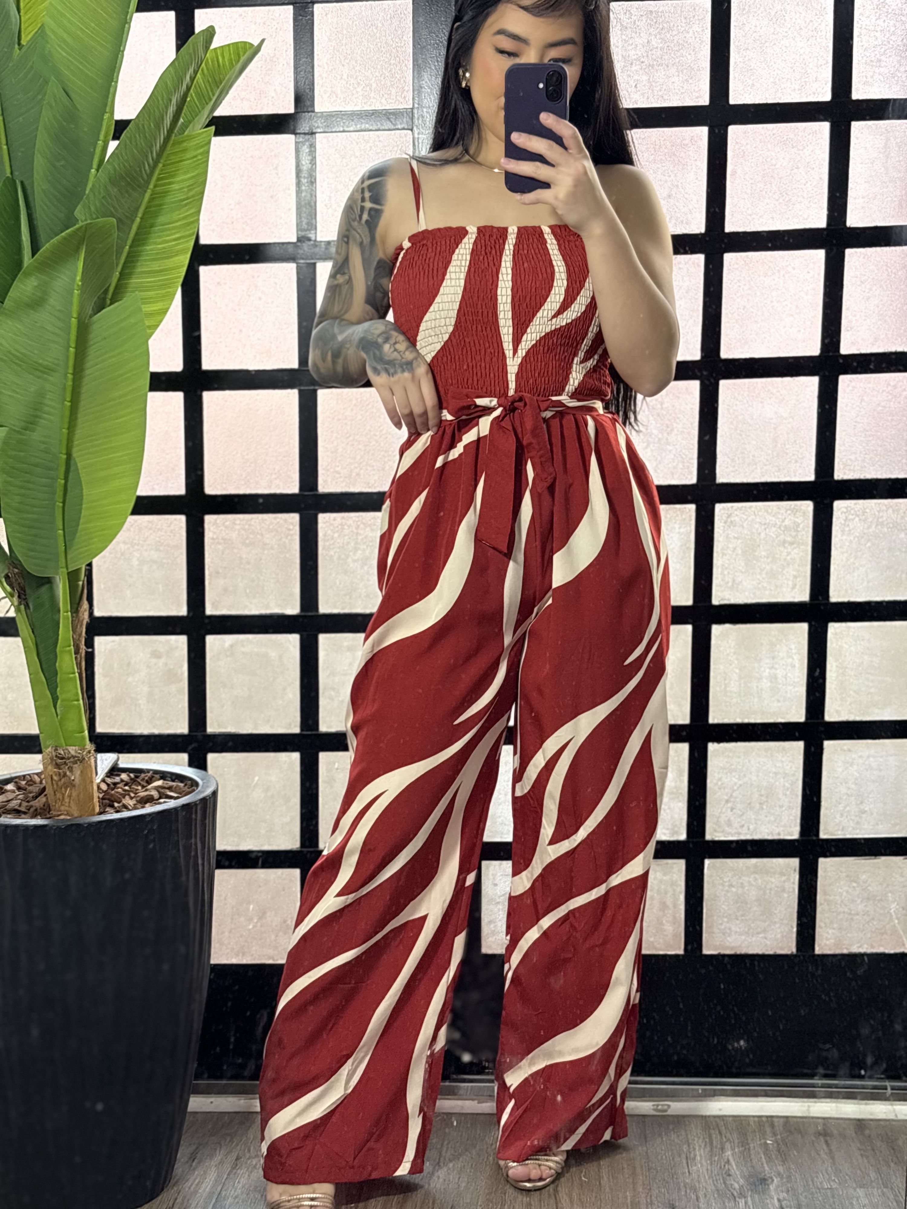 Macacão estampado Geise 3253 - Vermelho
