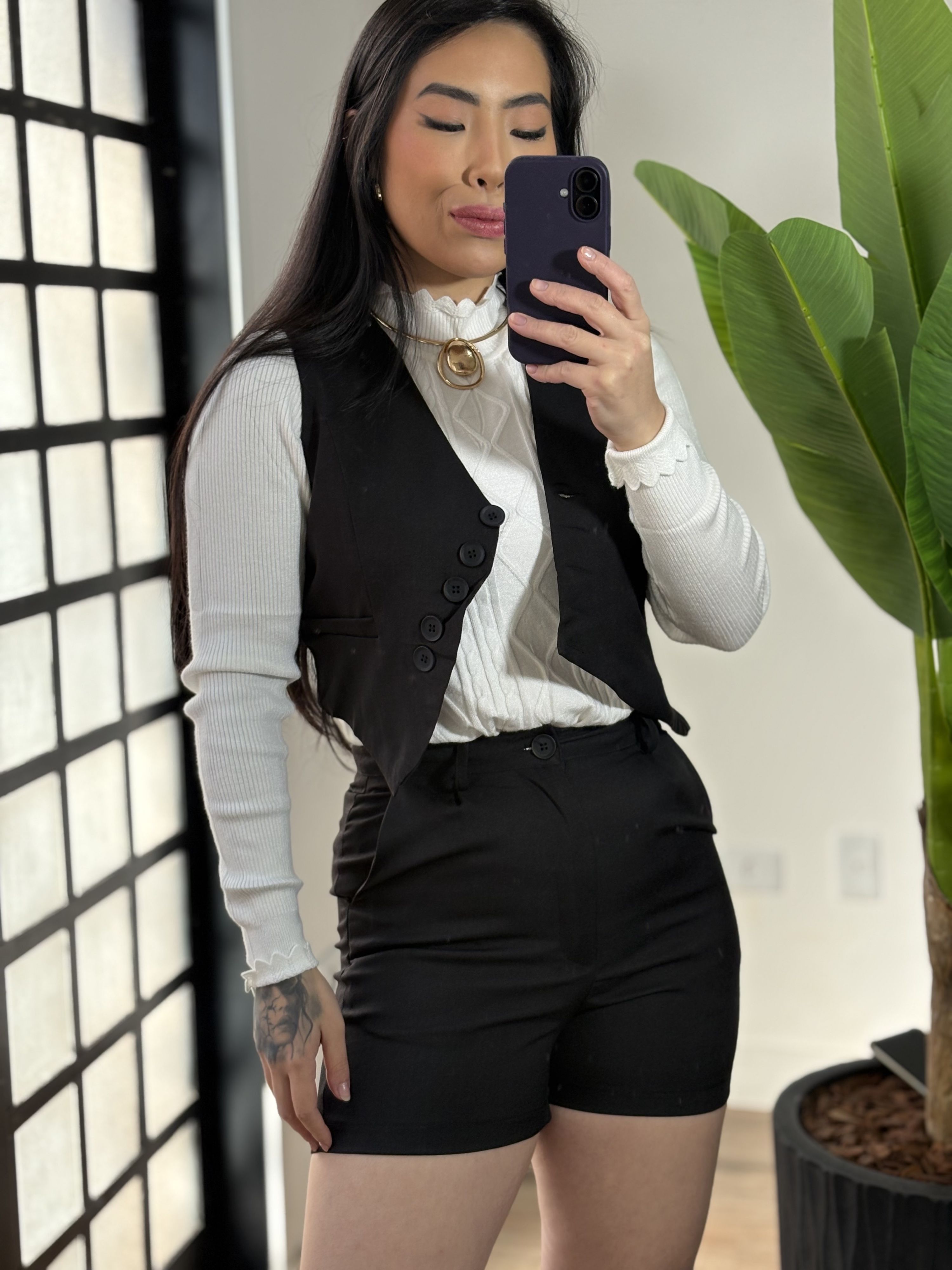 conjunto alfaiataria botões sheila 6267- preto 