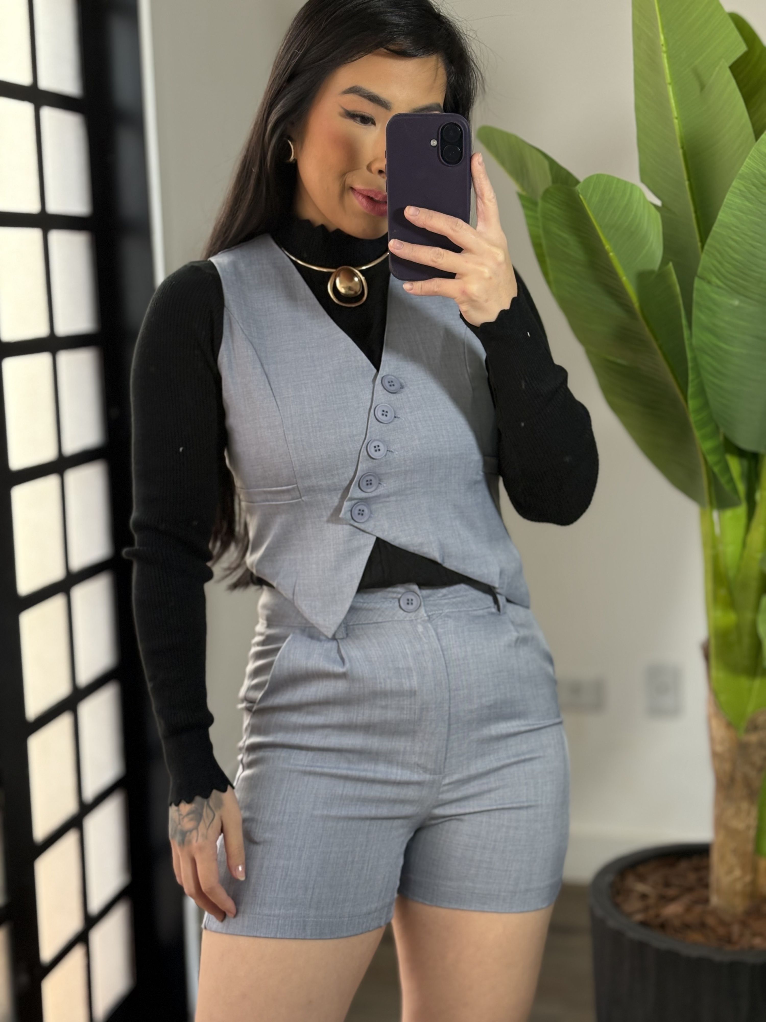 Conjunto alfaiataria botões Sheila 6267 - AZUL