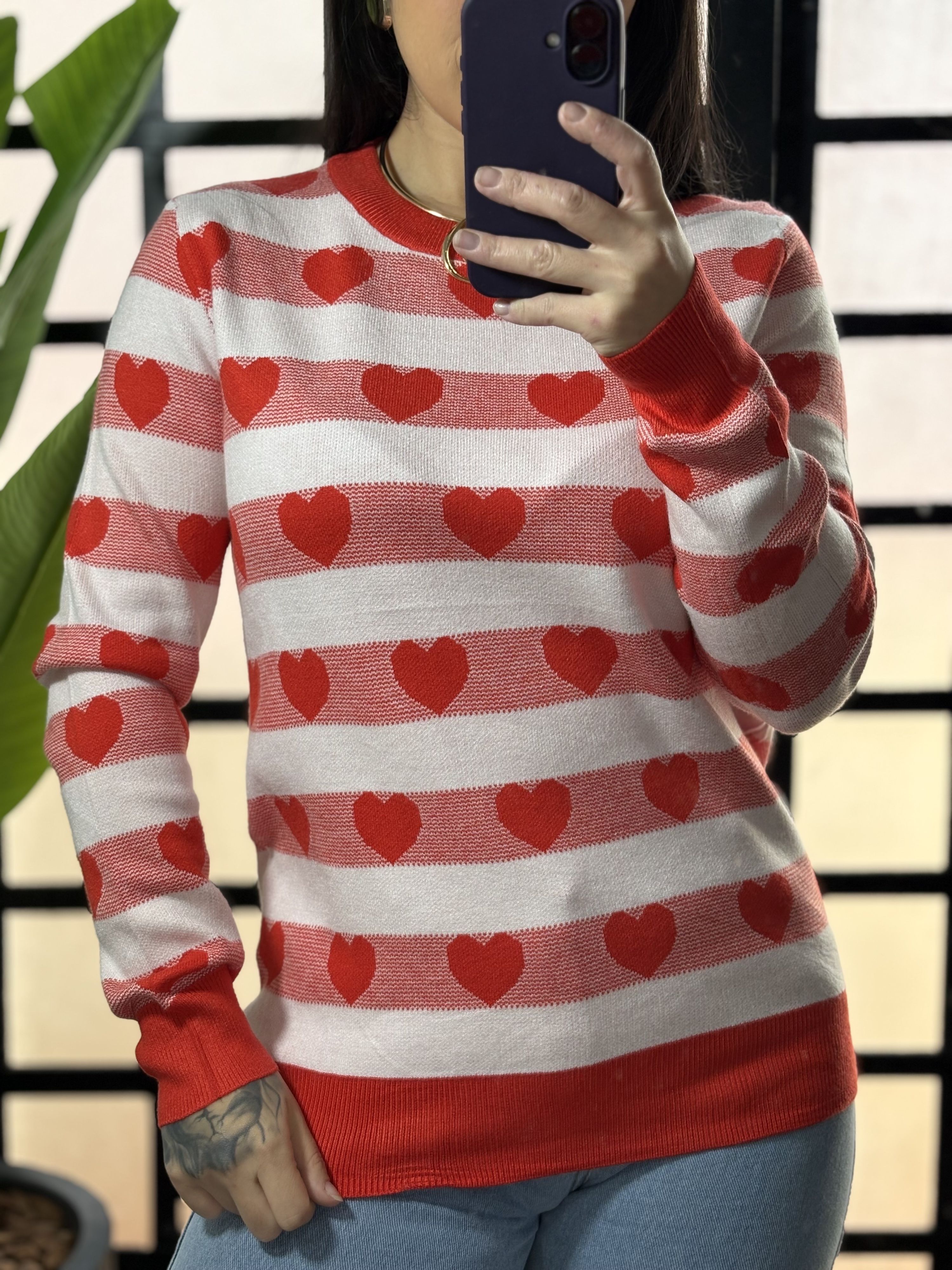 Blusa Trico coração 717- Vermelho