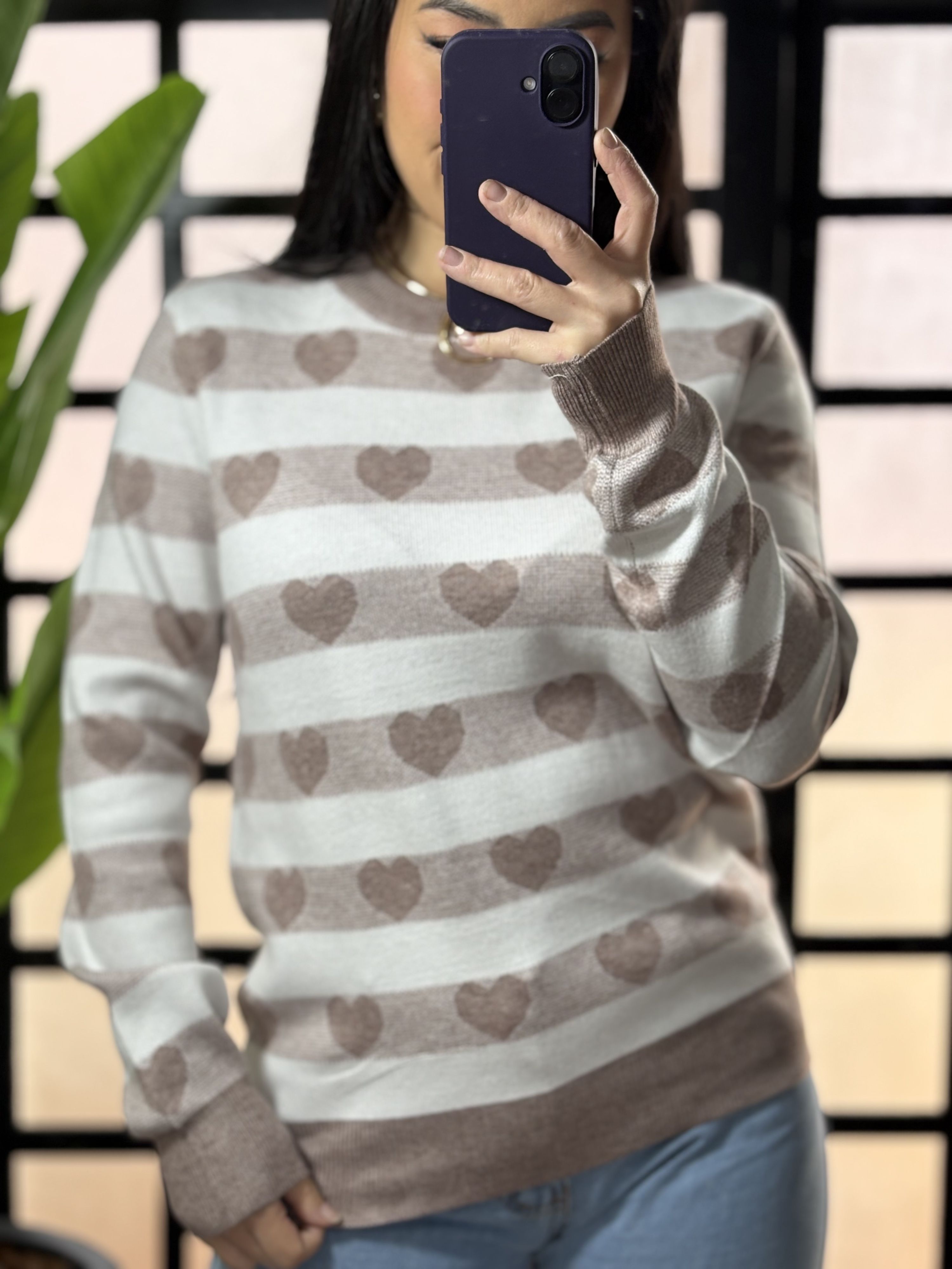 Blusa Trico coração 717- Marrom