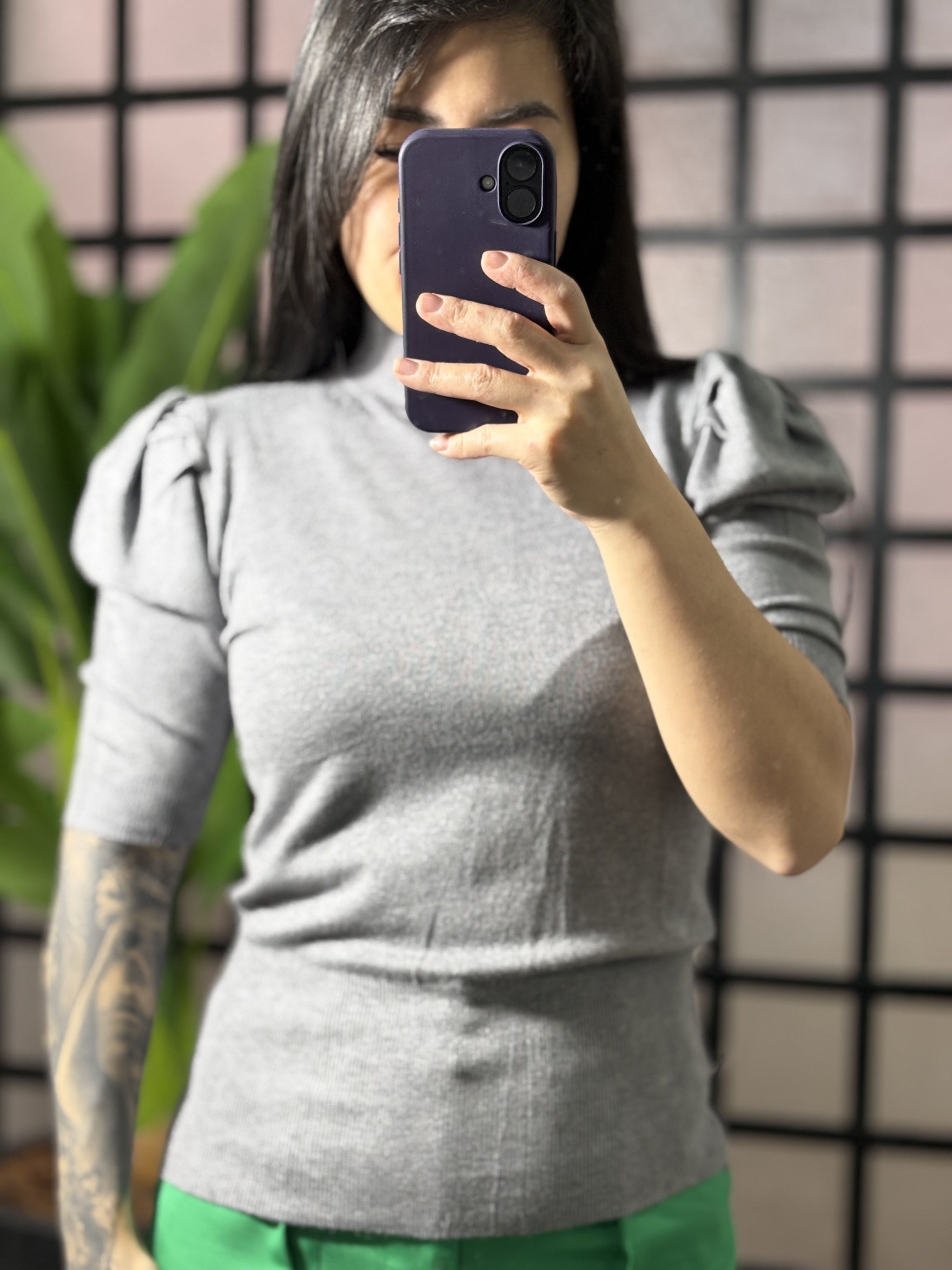 Blusa manga princesa Marília 162- Cinza
