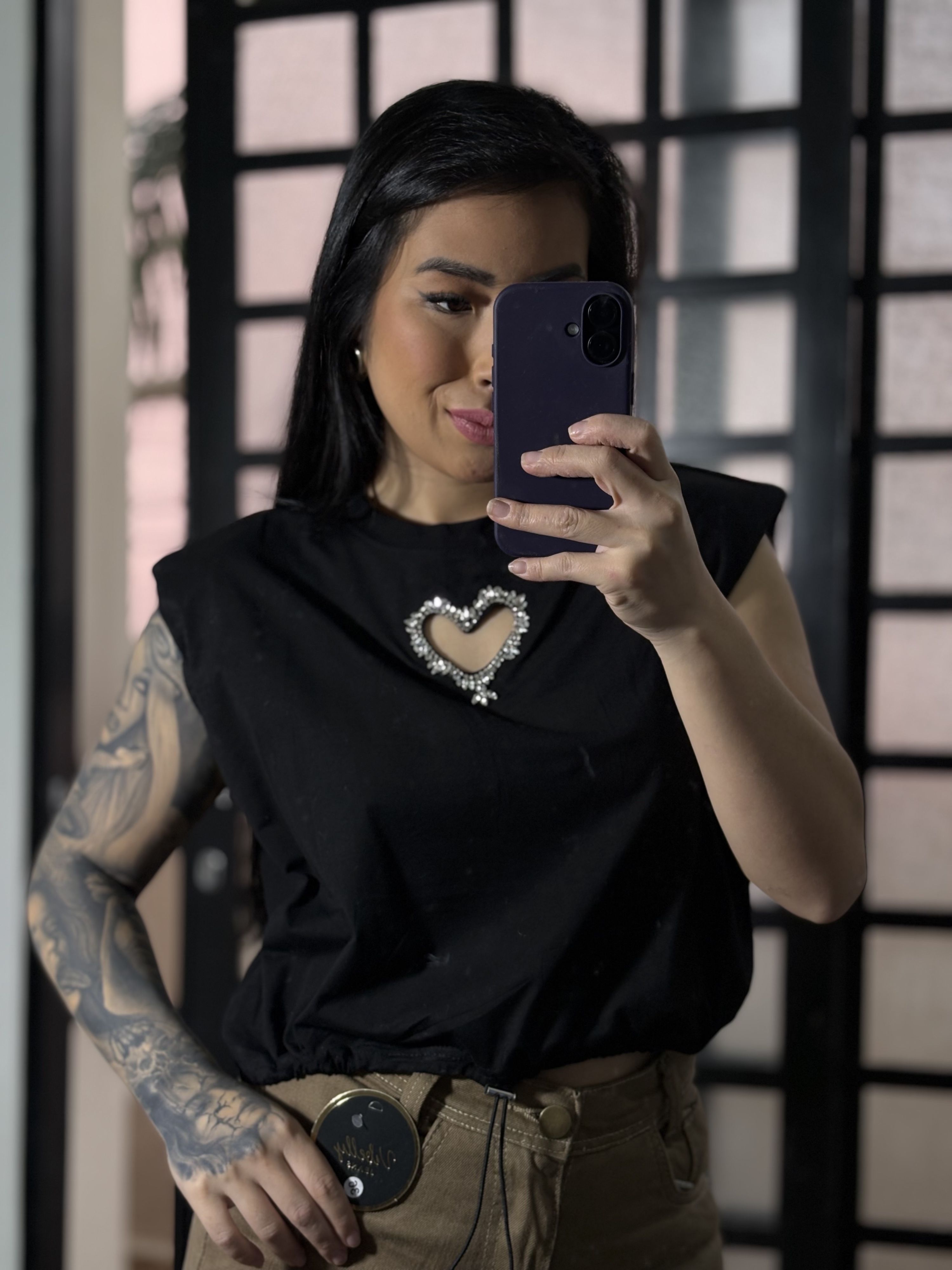 Blusa muscle tee coraçao 2966 - Preto