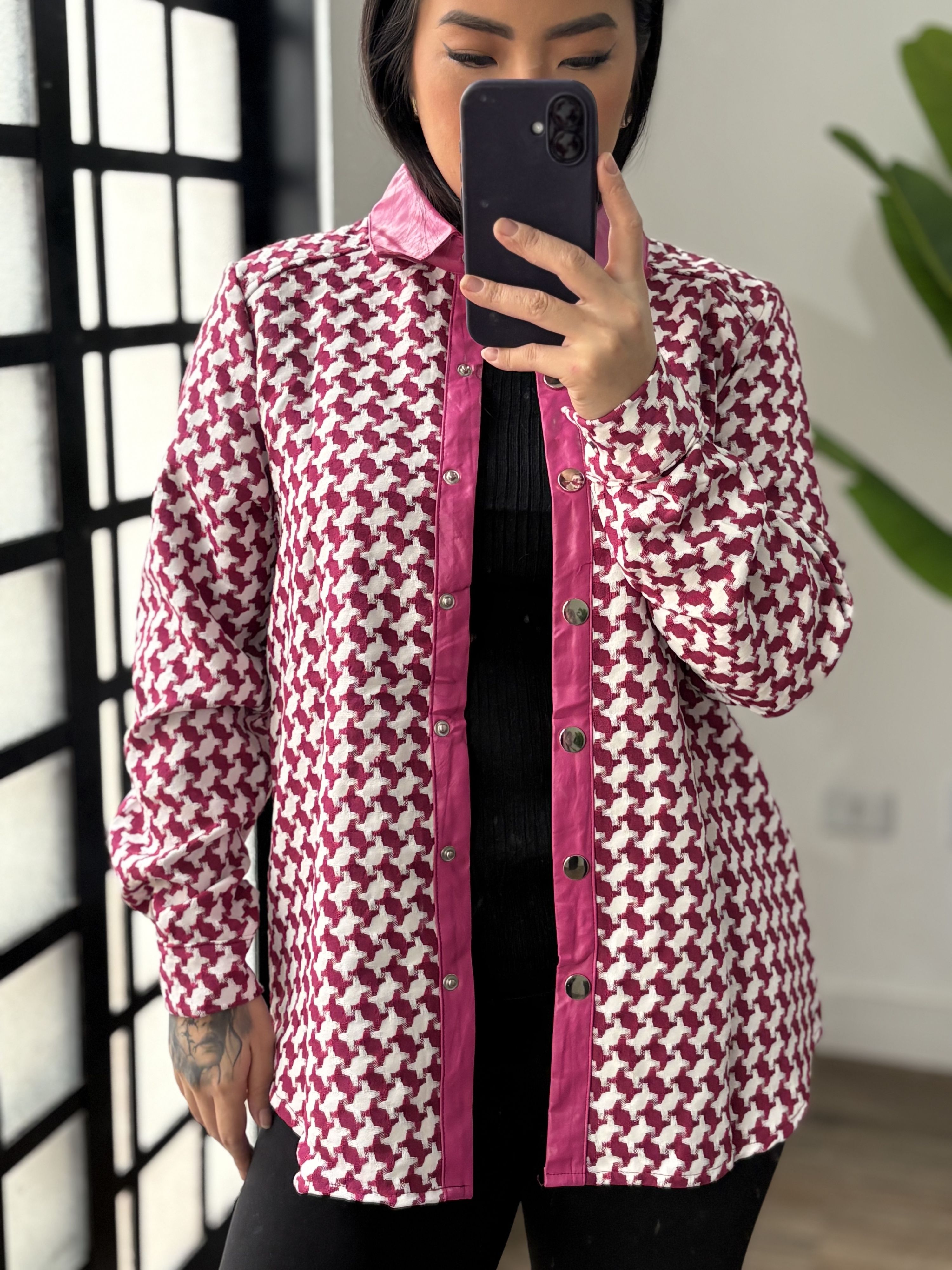 camisa detalhe em couro cecilia 2153-rosa