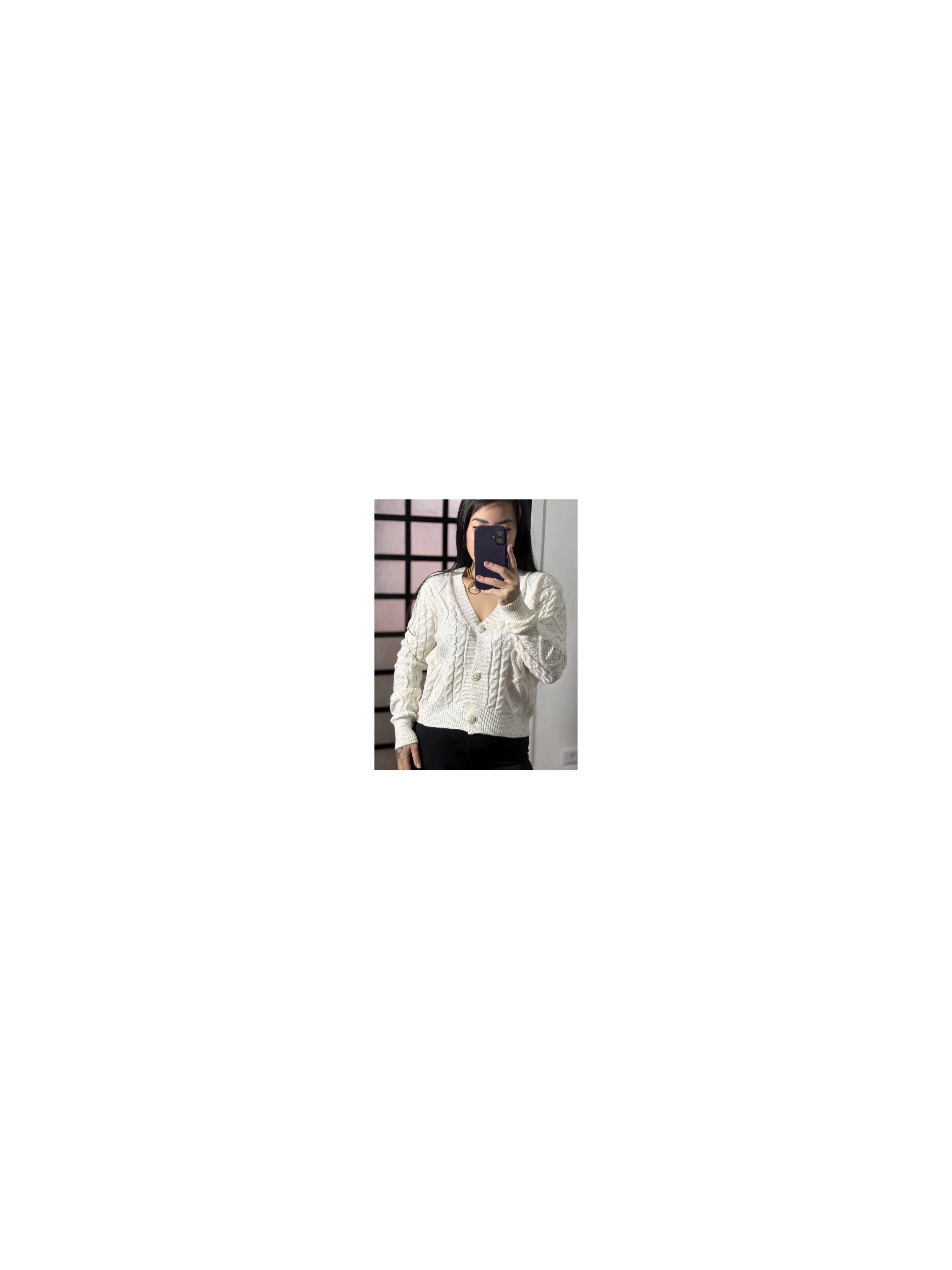 Casaquinho tricô botões Carla 6324 - Off White