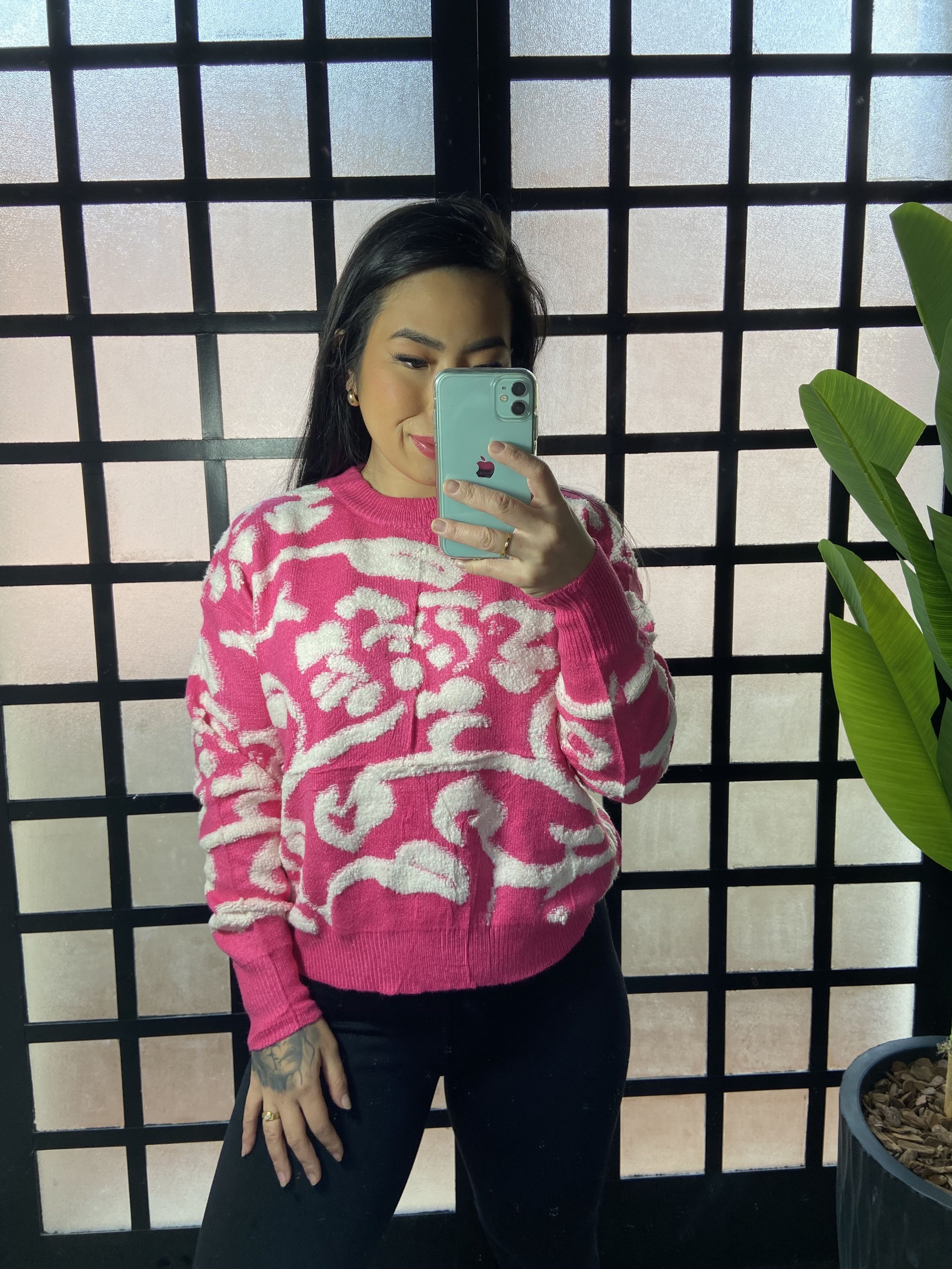 Blusa Trico mosaico Taila LV2172- Rosa
