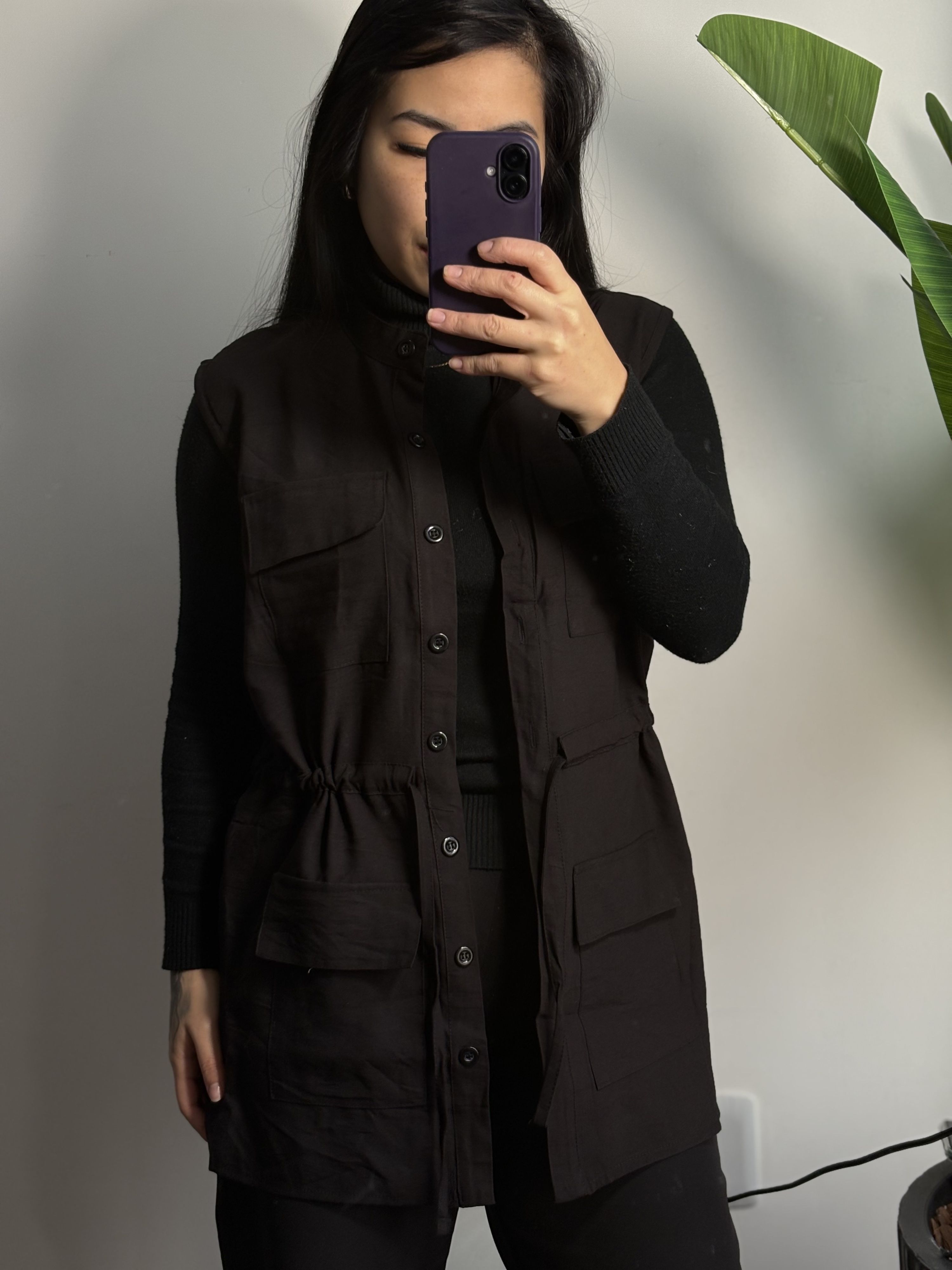 Colete alongado Ariane 1632- Preto