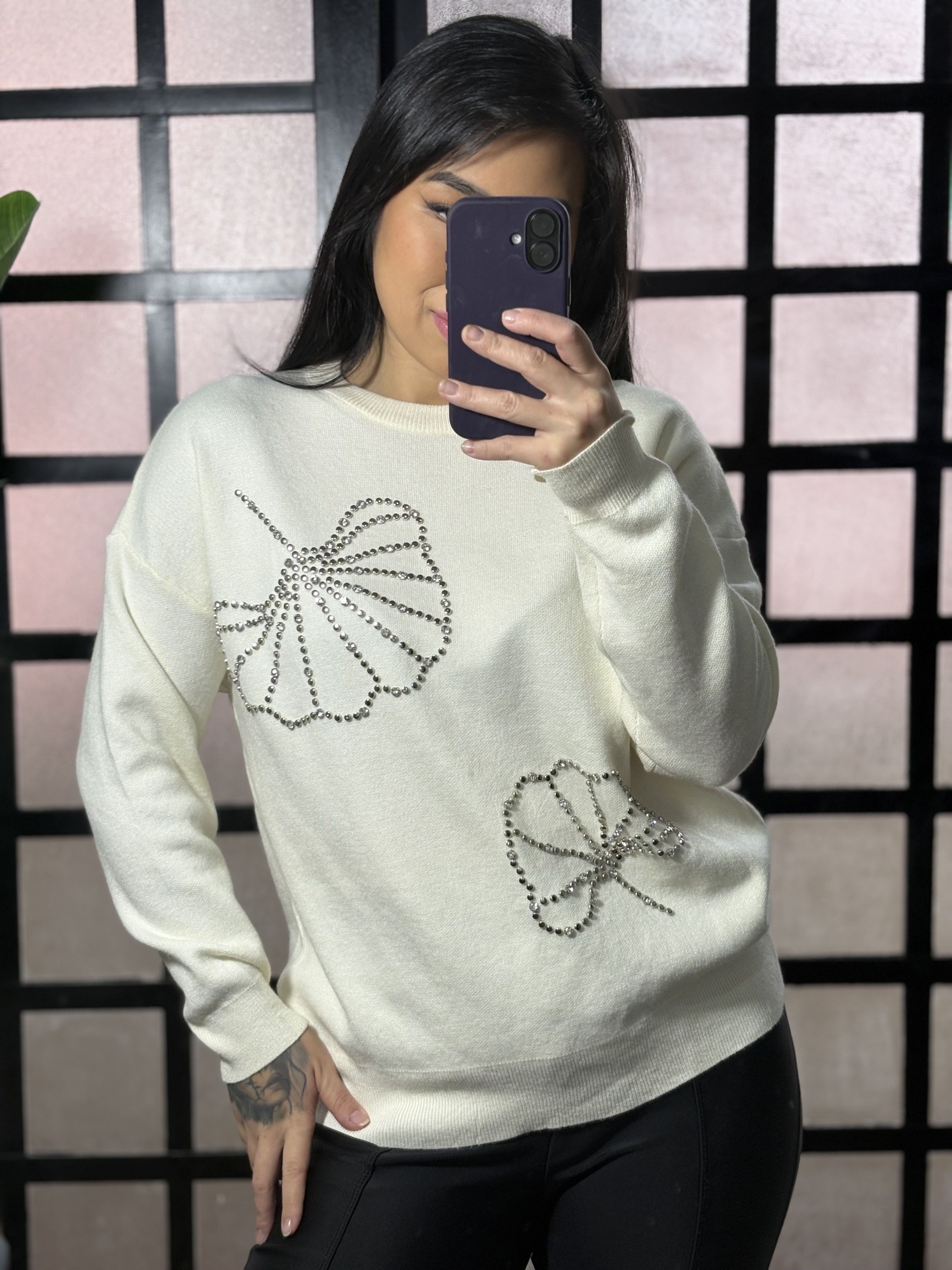 Tricô pedraria flor Giulia 3208 - Branco 