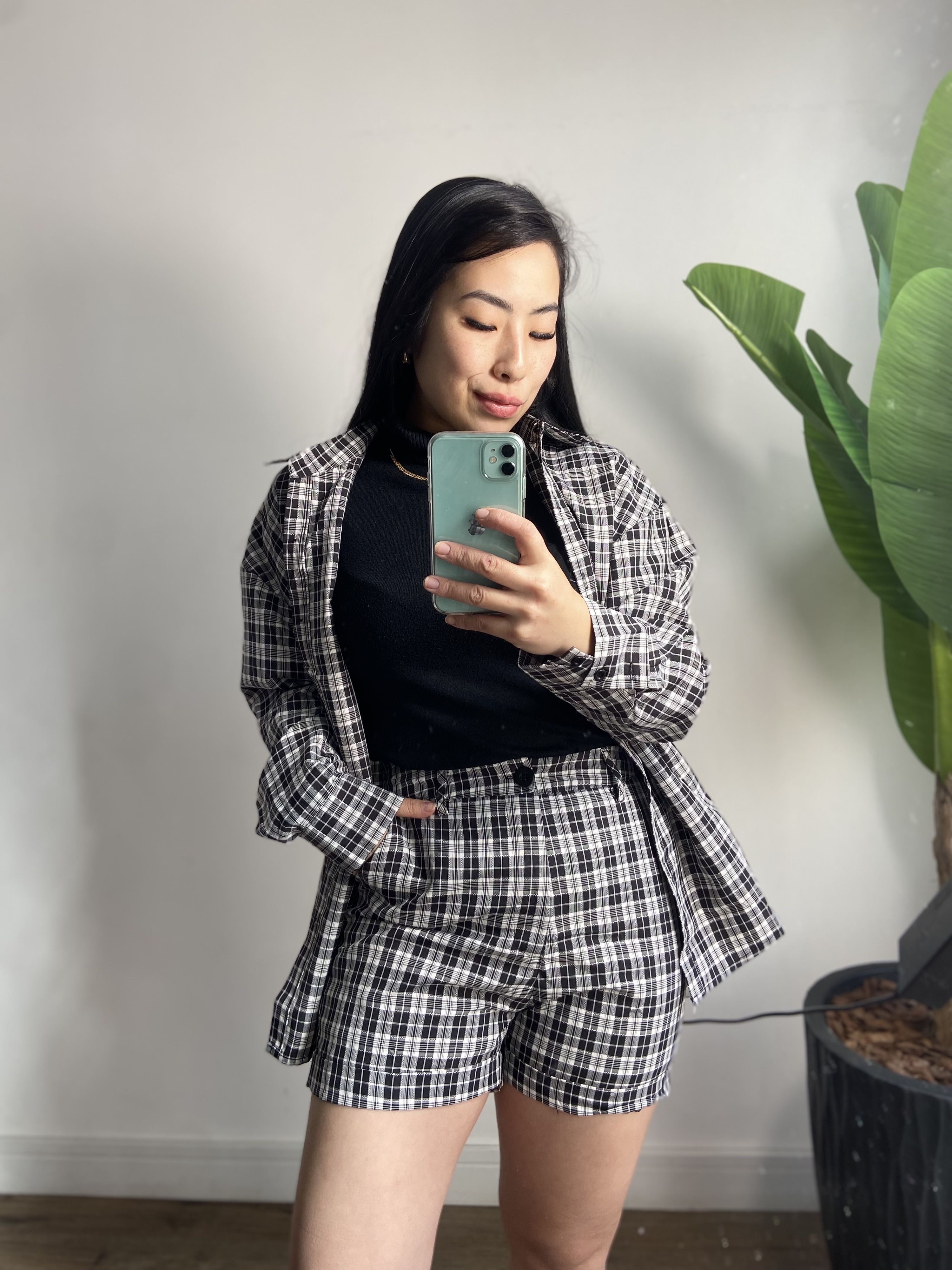 Shorts xadrez Vanessa 33590- Preto