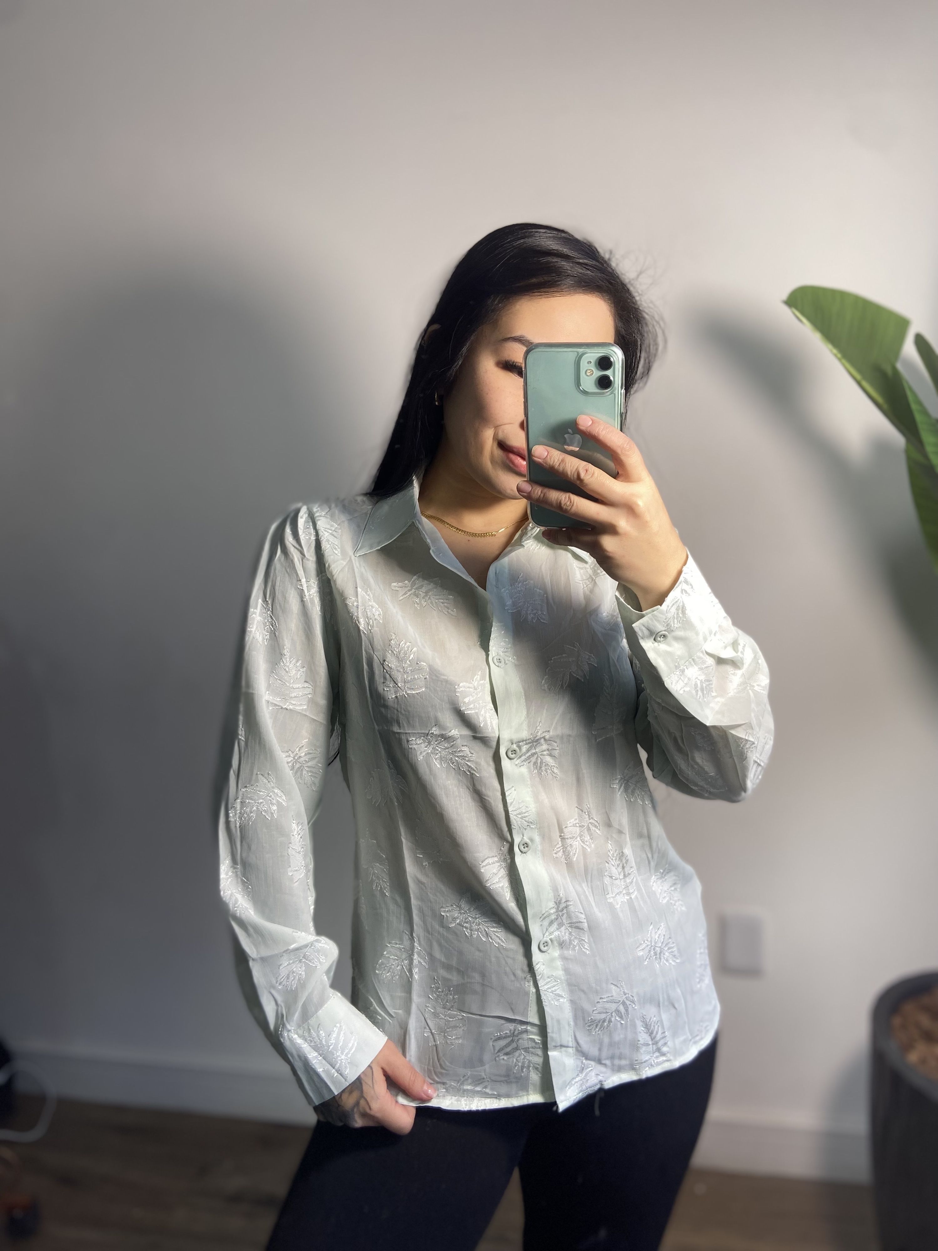 Camisa delicada Patrícia 5546- Verde Agua 