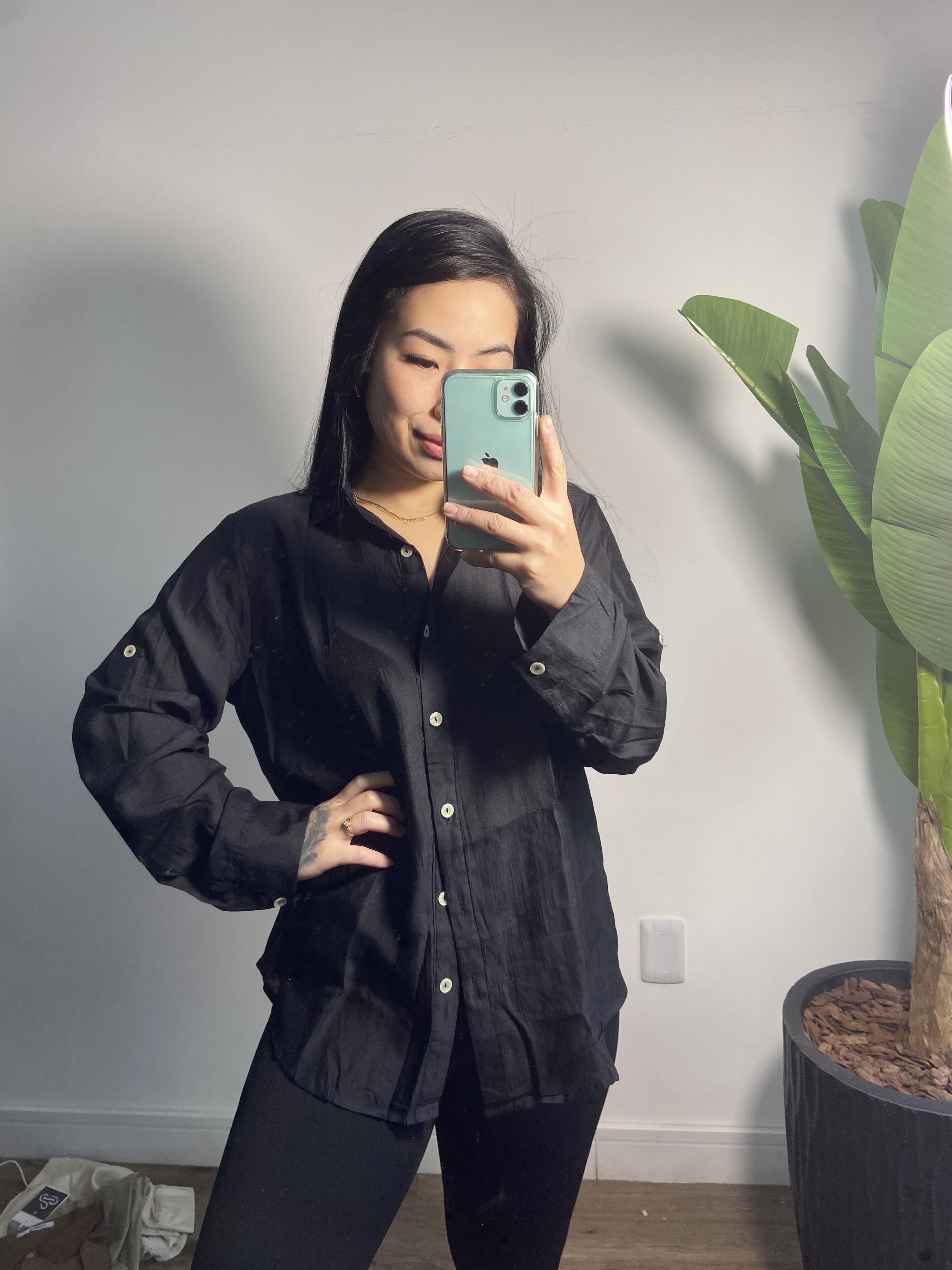 Camisa delicada Lorena 3316 - Preto 