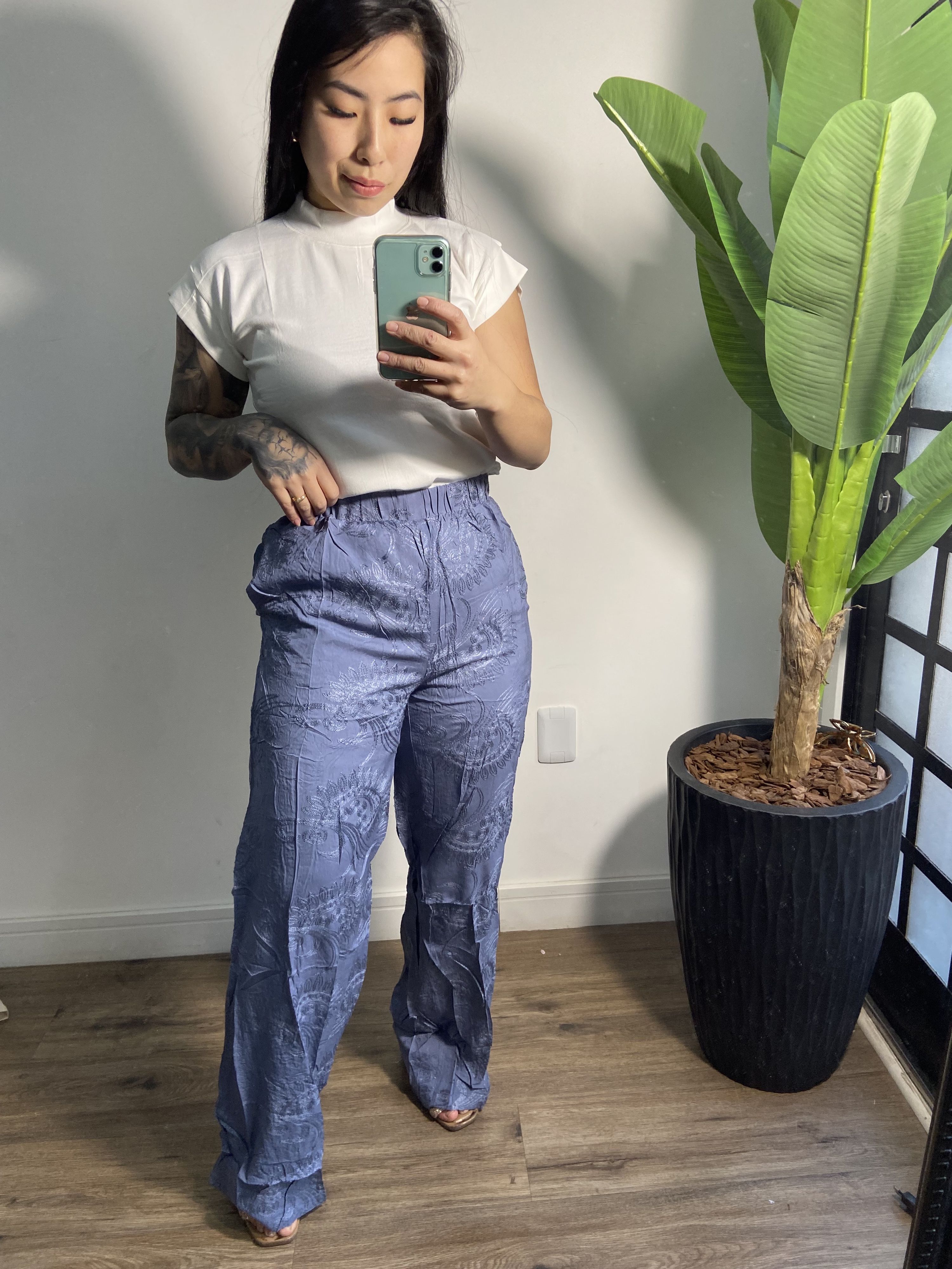 Calça bordada Fernanda 3303 - Azul