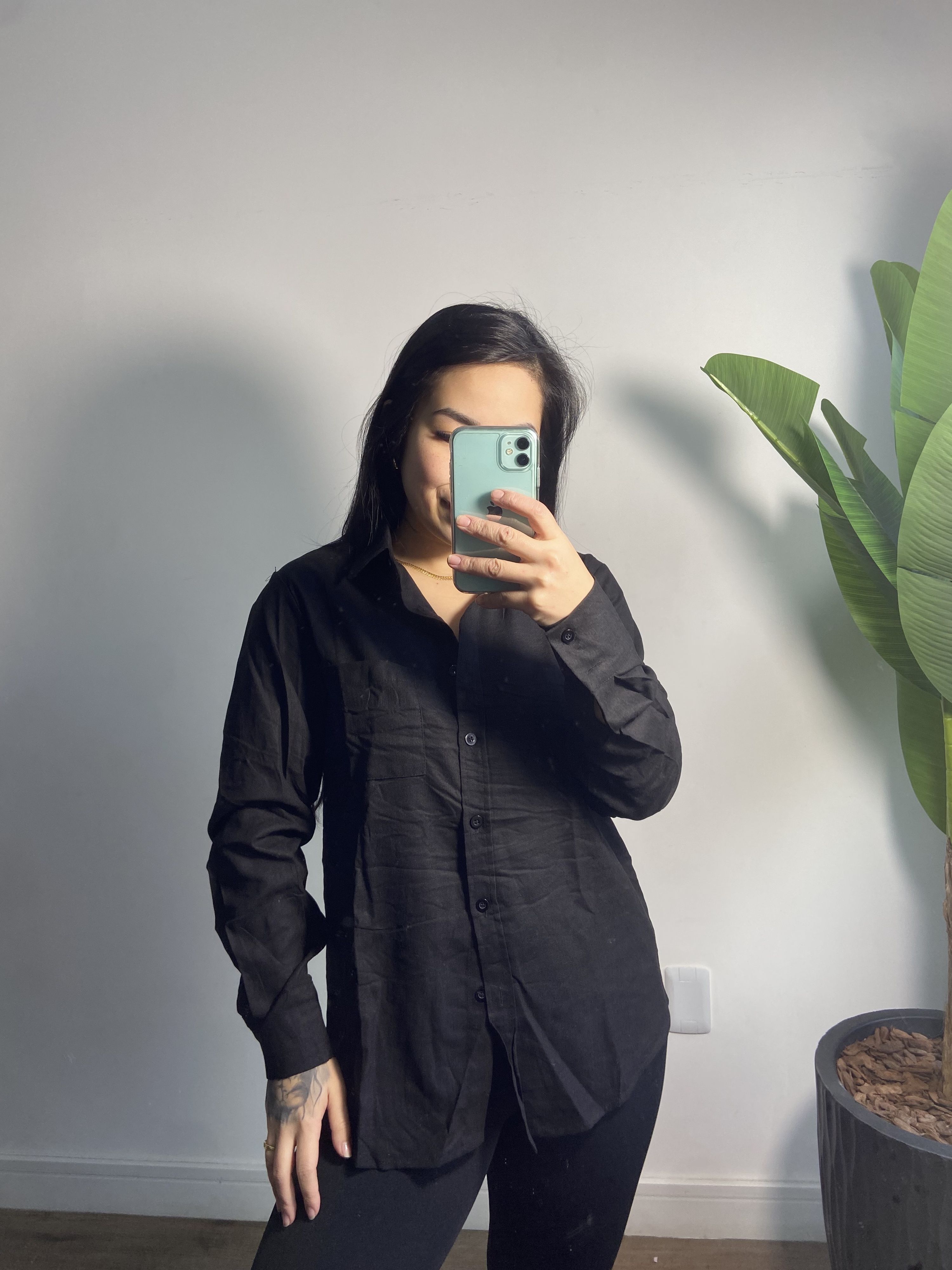 Camisão linho Rebeca 3386 - Preto 