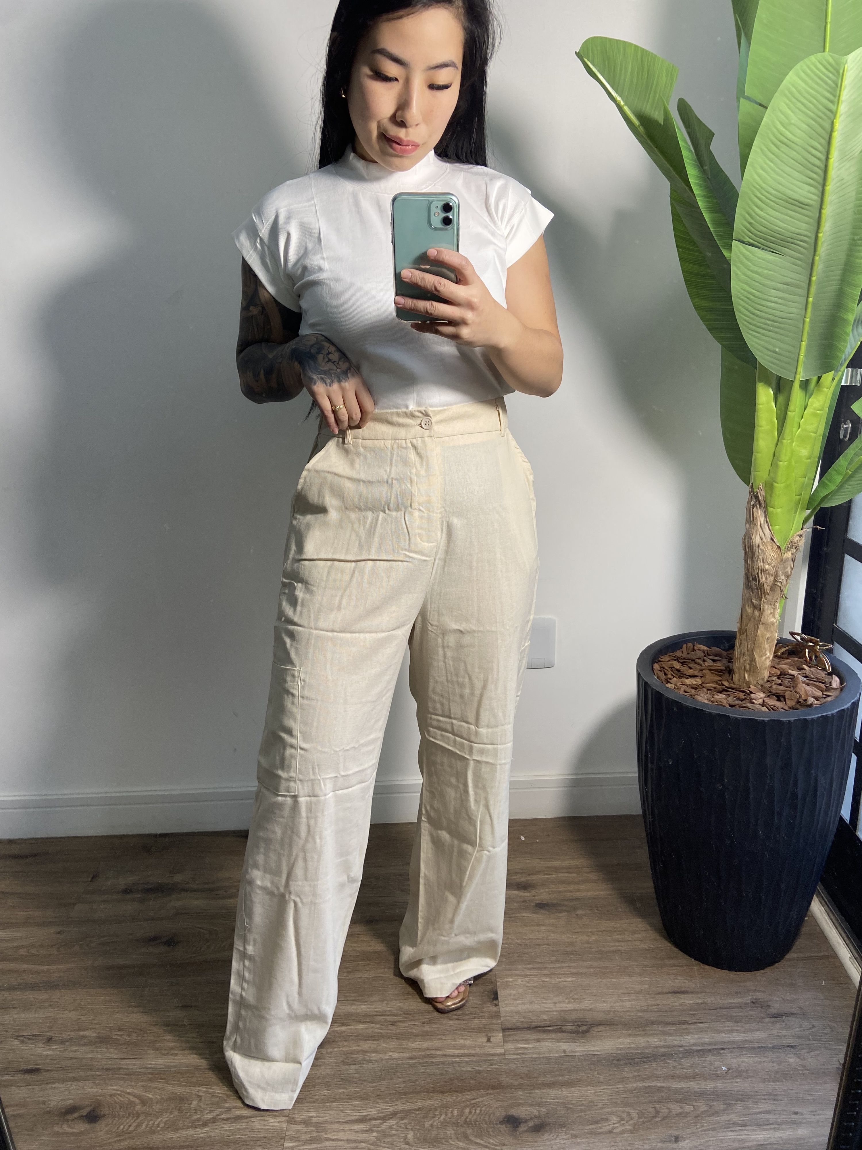 Calça linho Olívia 3386- Bege