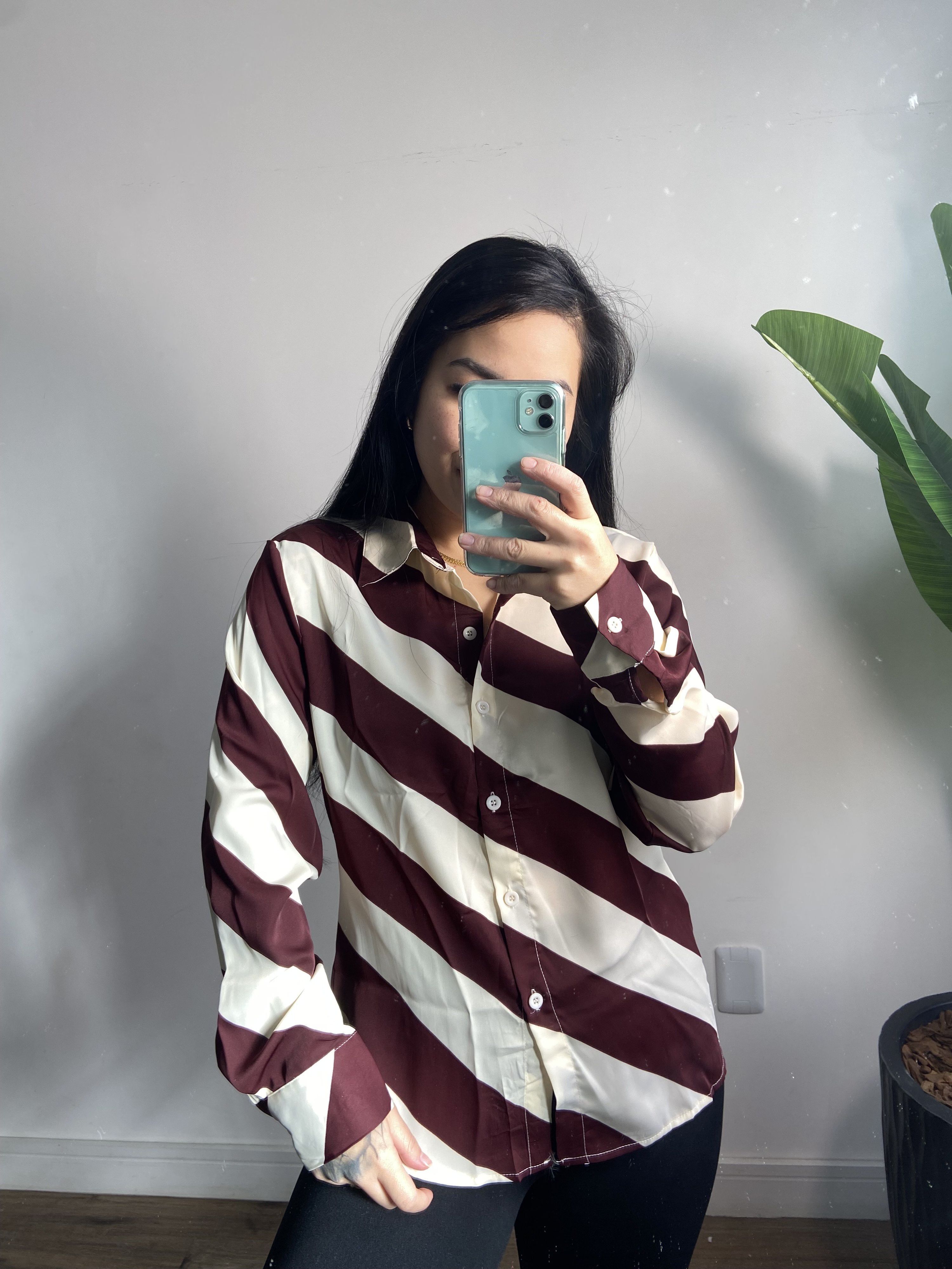 Camisa listras Isabel 5575 - Vinho