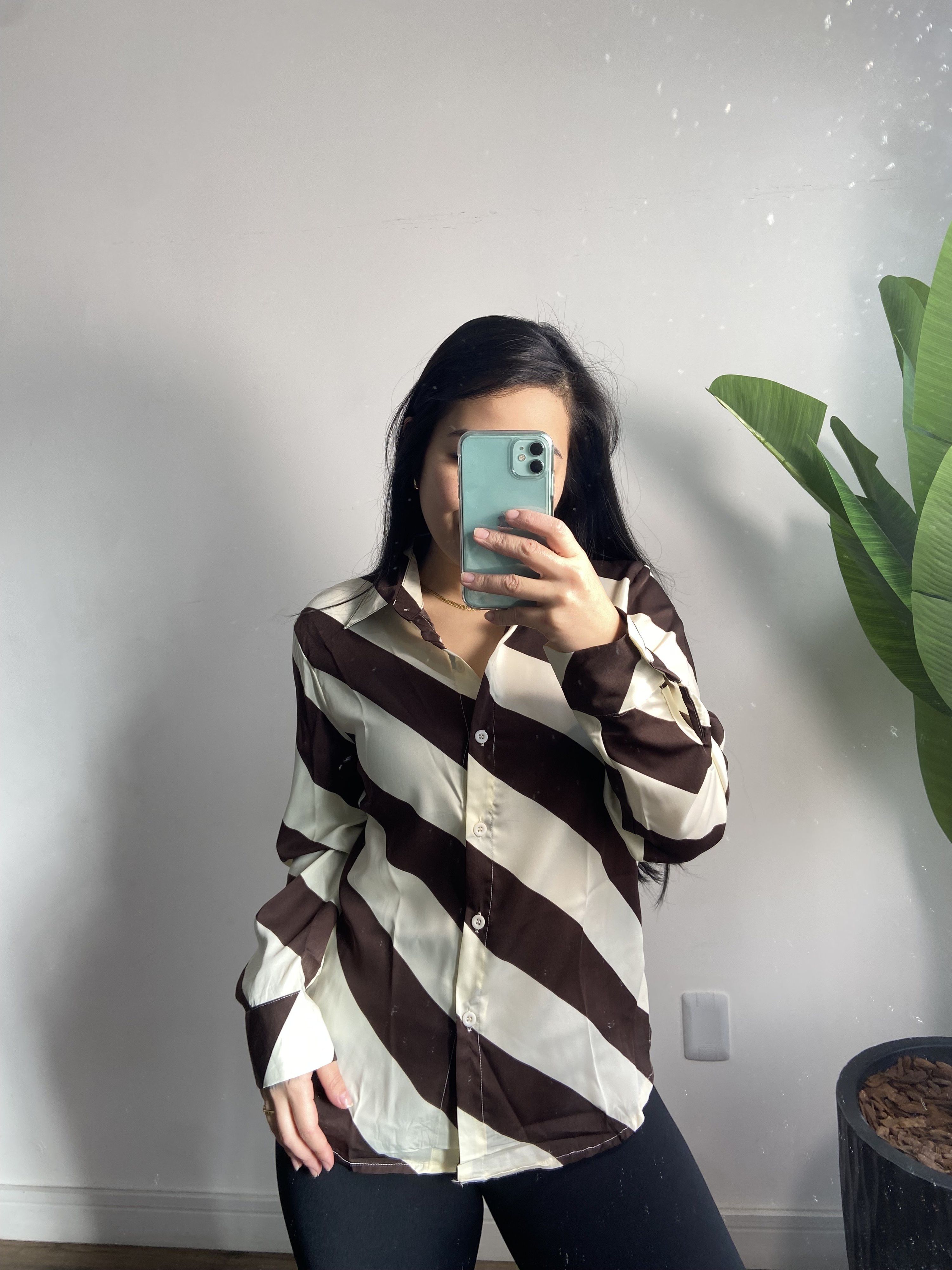 Camisa listras Isabel 5575 - Marrom