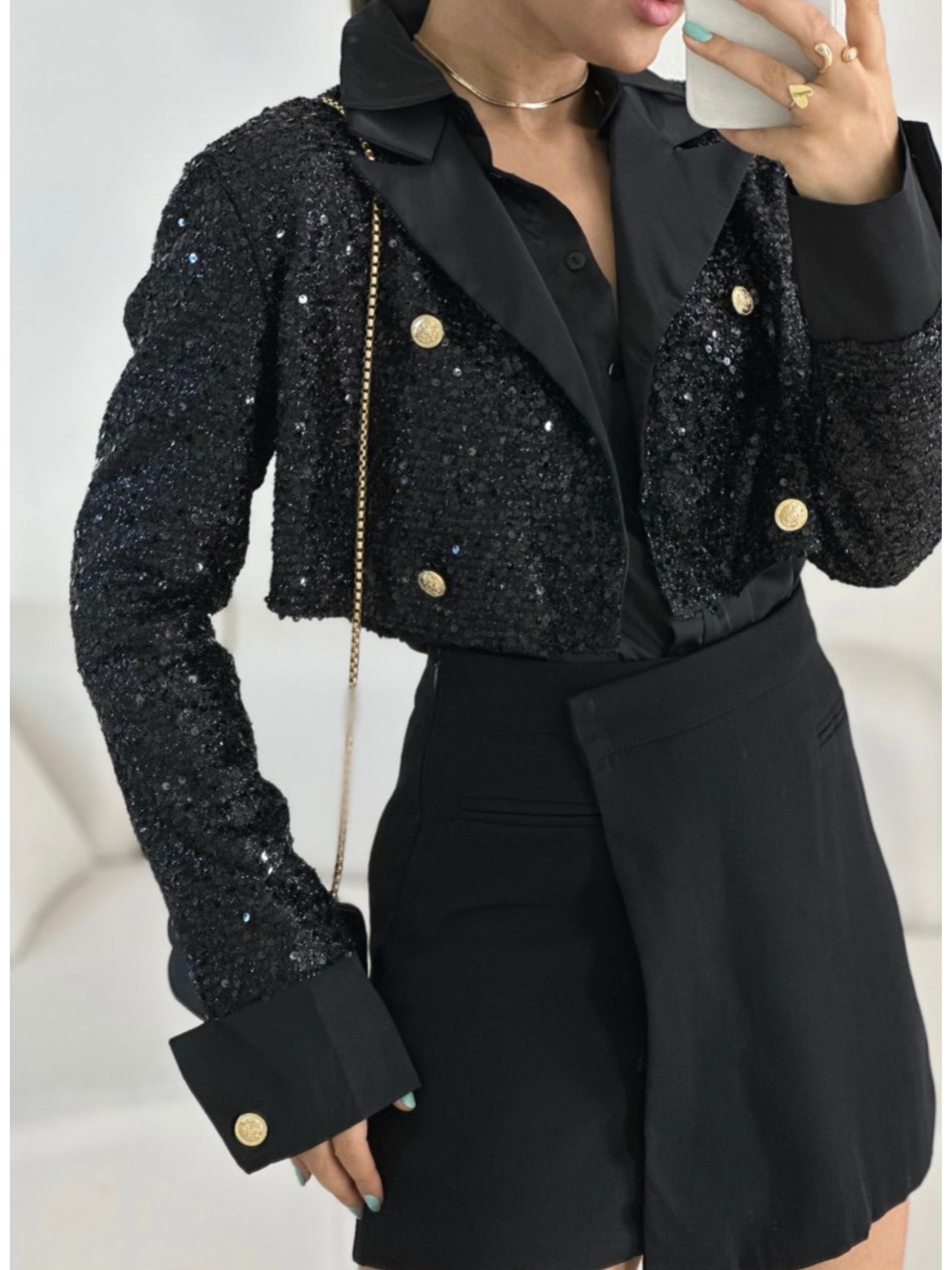Blazer com brilho coleção Shine 2885 - Preto