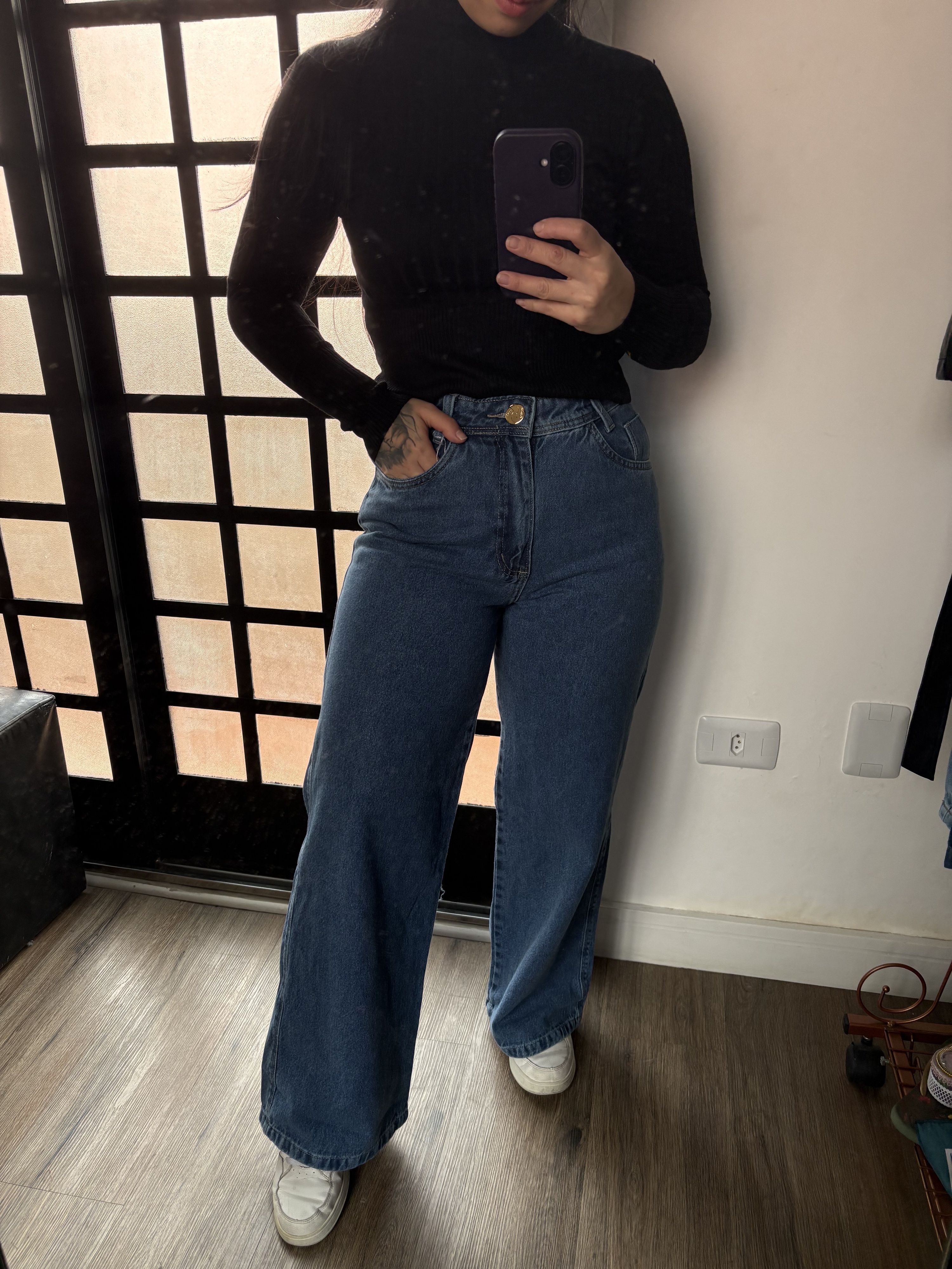 Calça wide leg marmorizado 7420