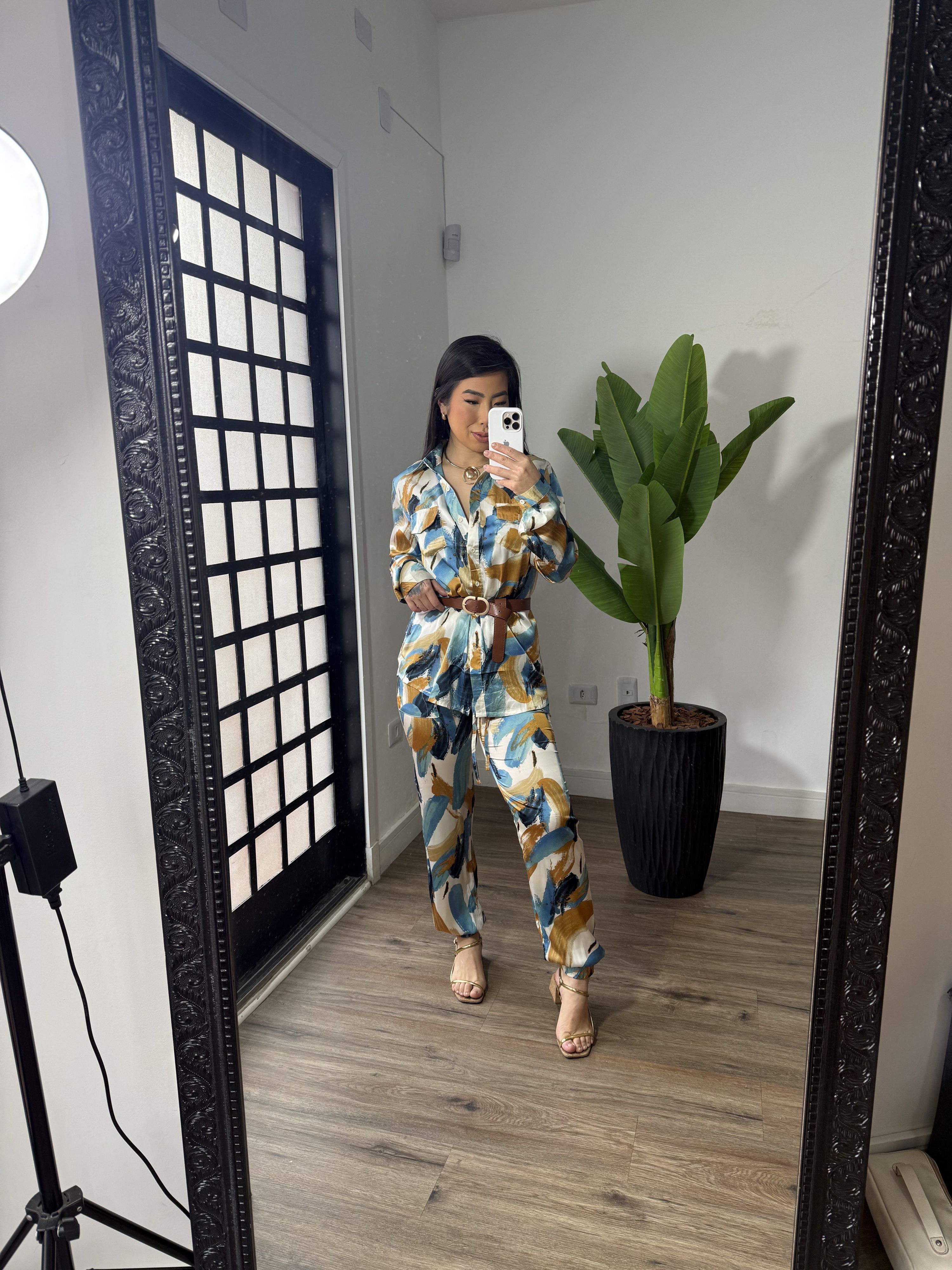 Conjunto Estampado Acetinado 2259 - Azul Claro 