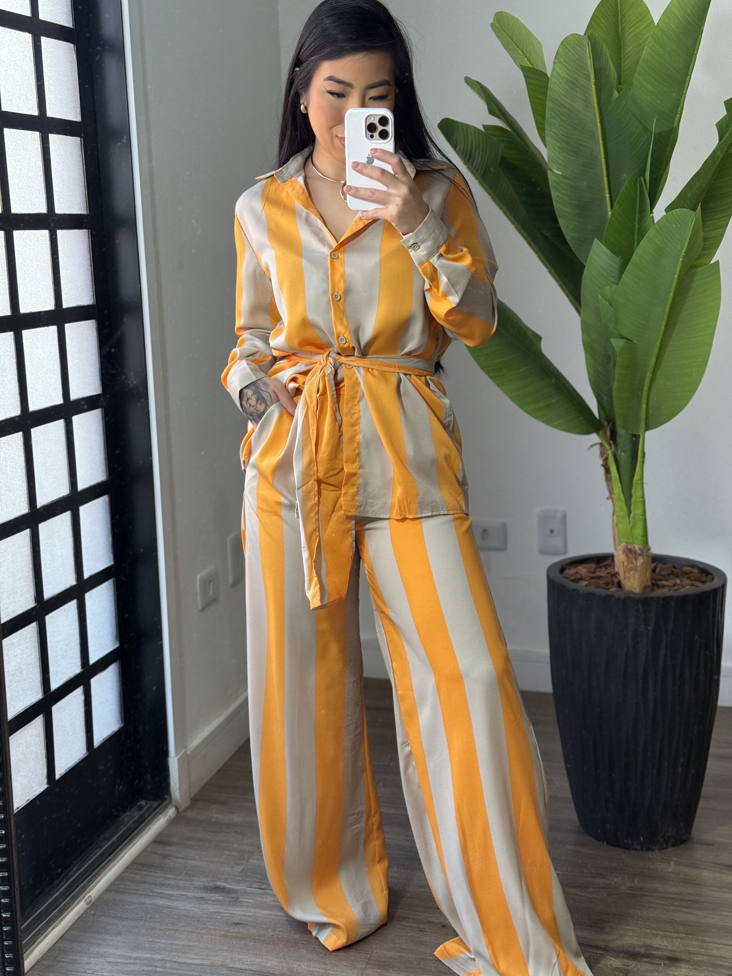 Conjunto Listrado 2353 - Laranja