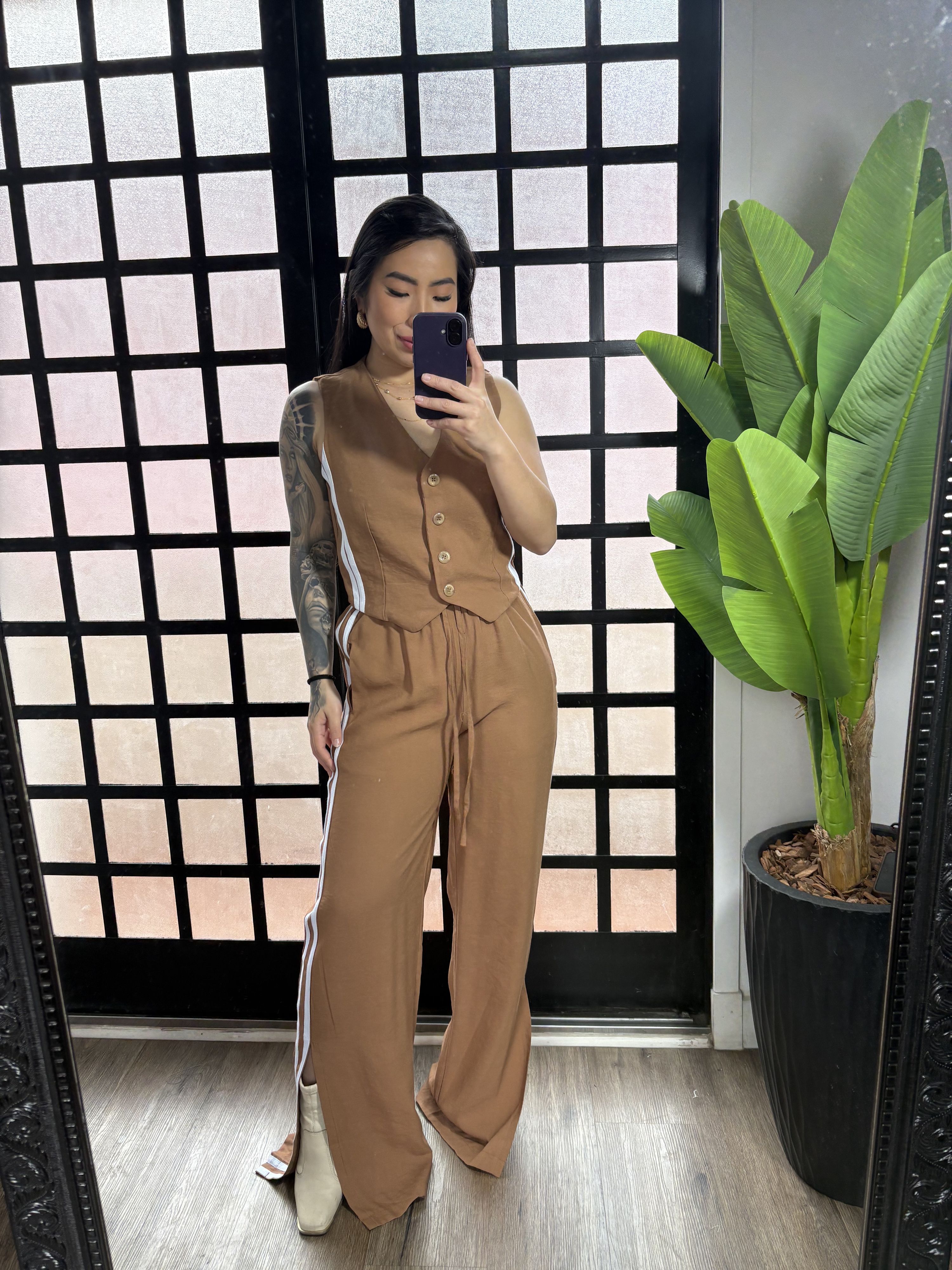 Conjunto duas listras Rosana 1500 - Marrom Claro 