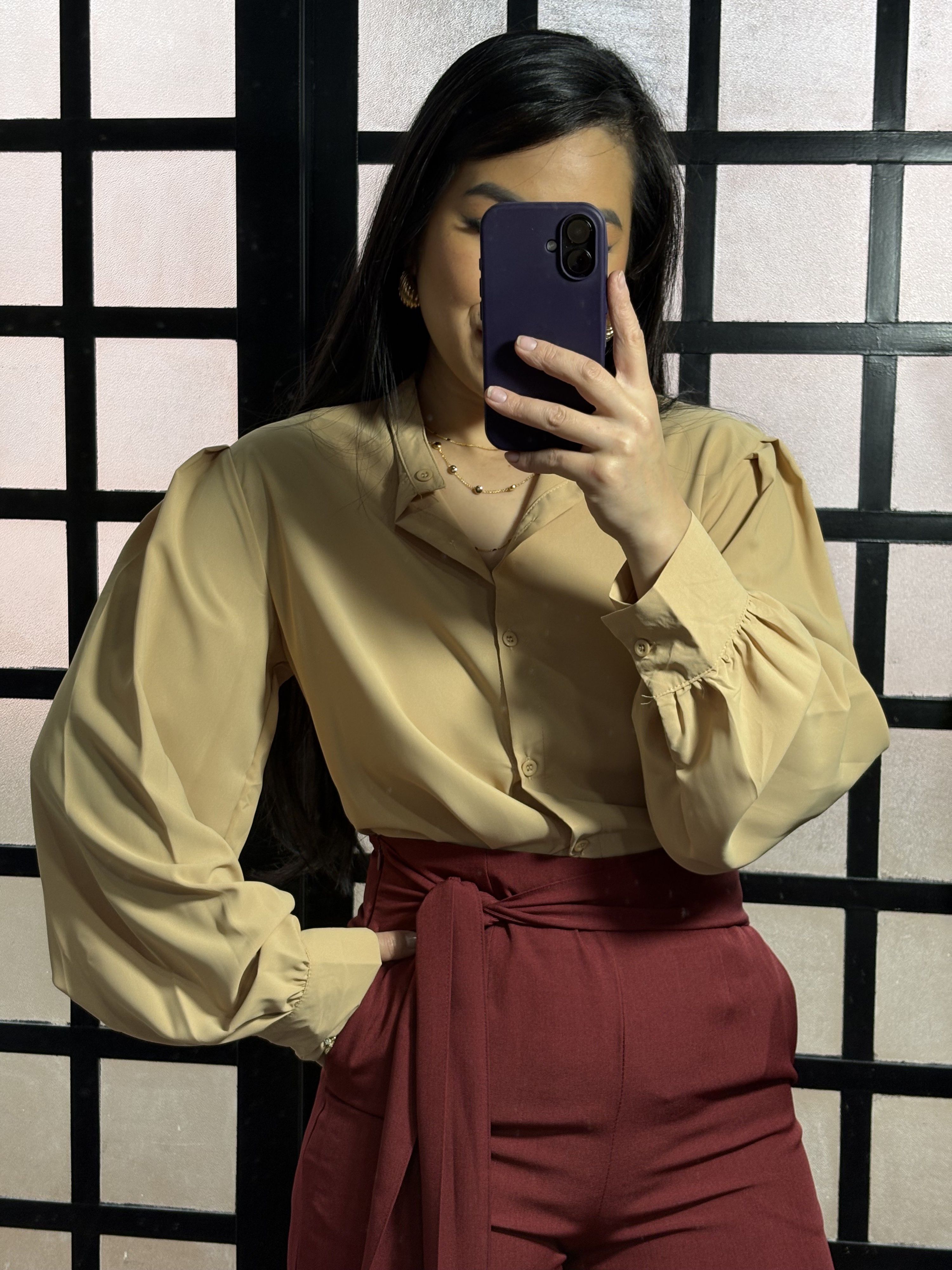 Camisa gola padre Bela 99202 - Bege 
