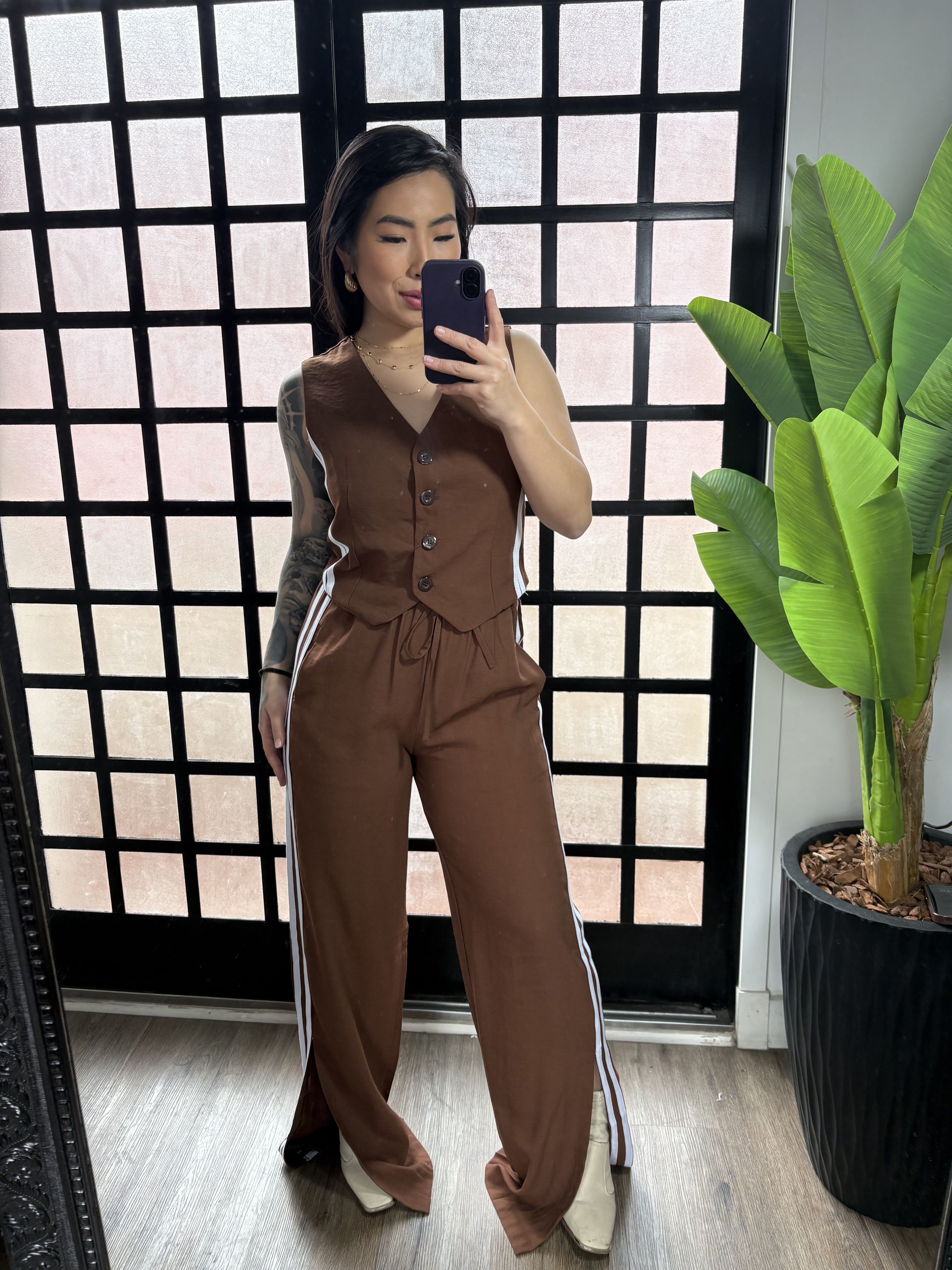 Conjunto duas listras Rosana 1500 - Marrom Escuro 
