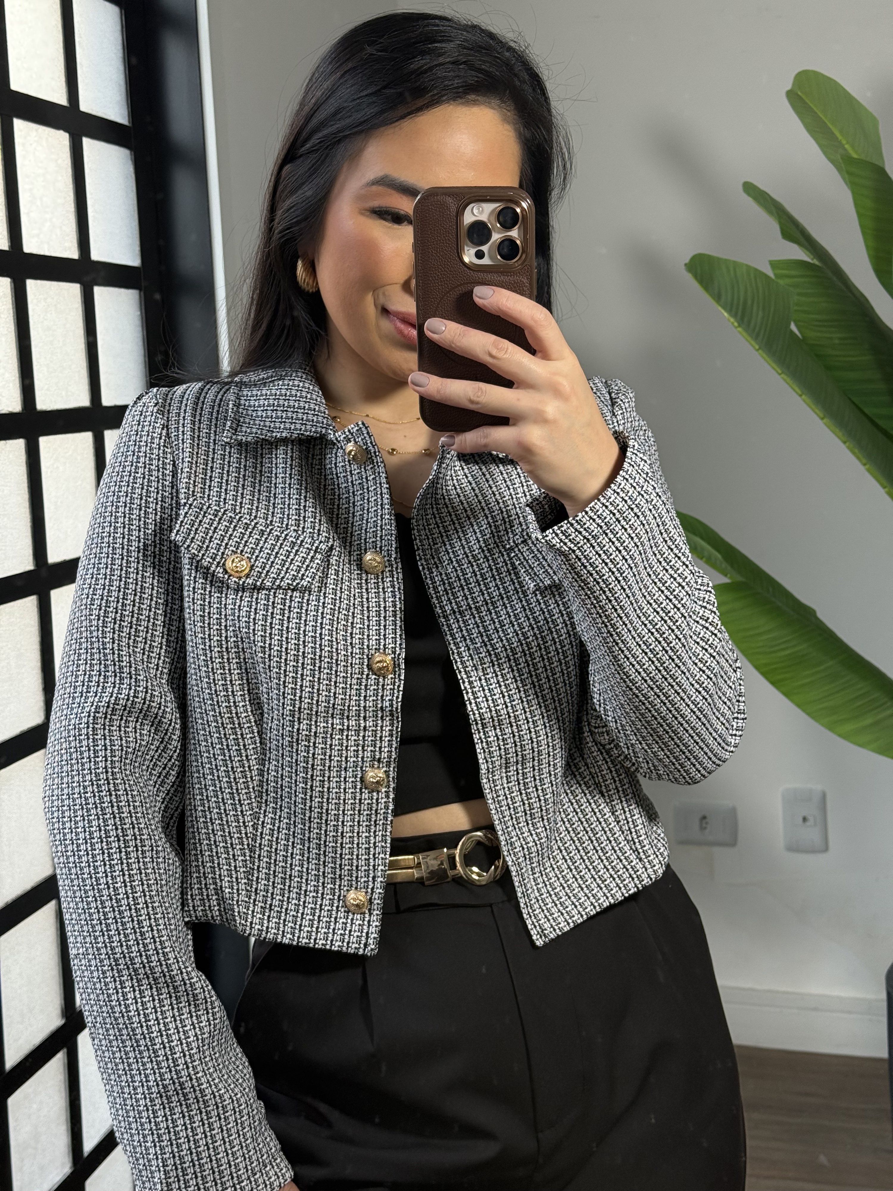 jaqueta tweed Angelina 822 - Preto 