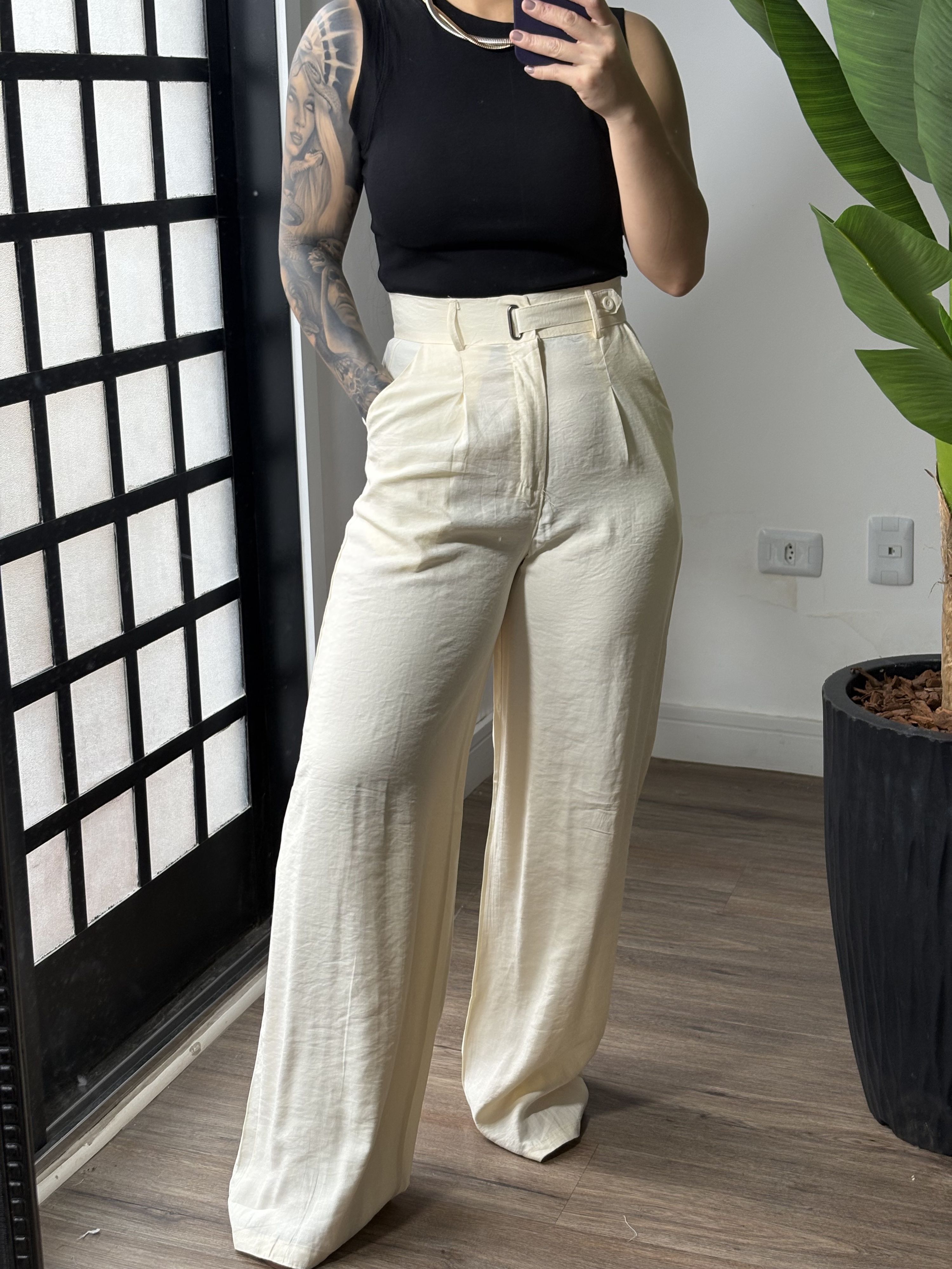 Calça Pantalona Rita 20022 - Creme 