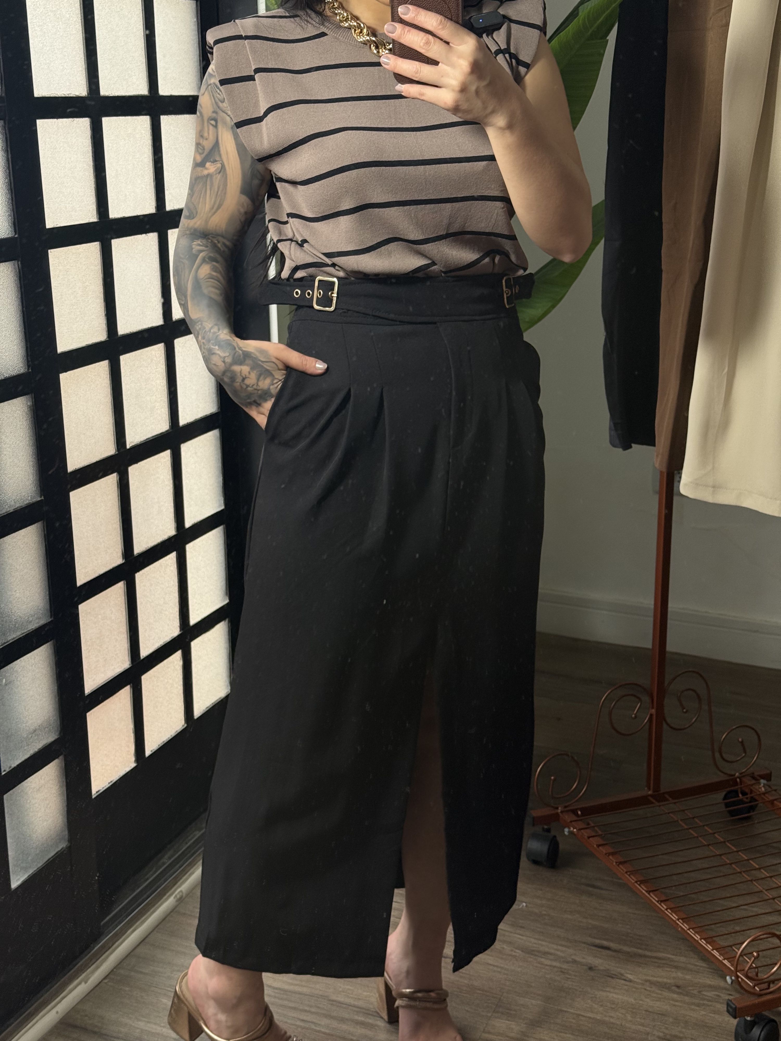 Saia Midi Fenda 1959 - Preta 