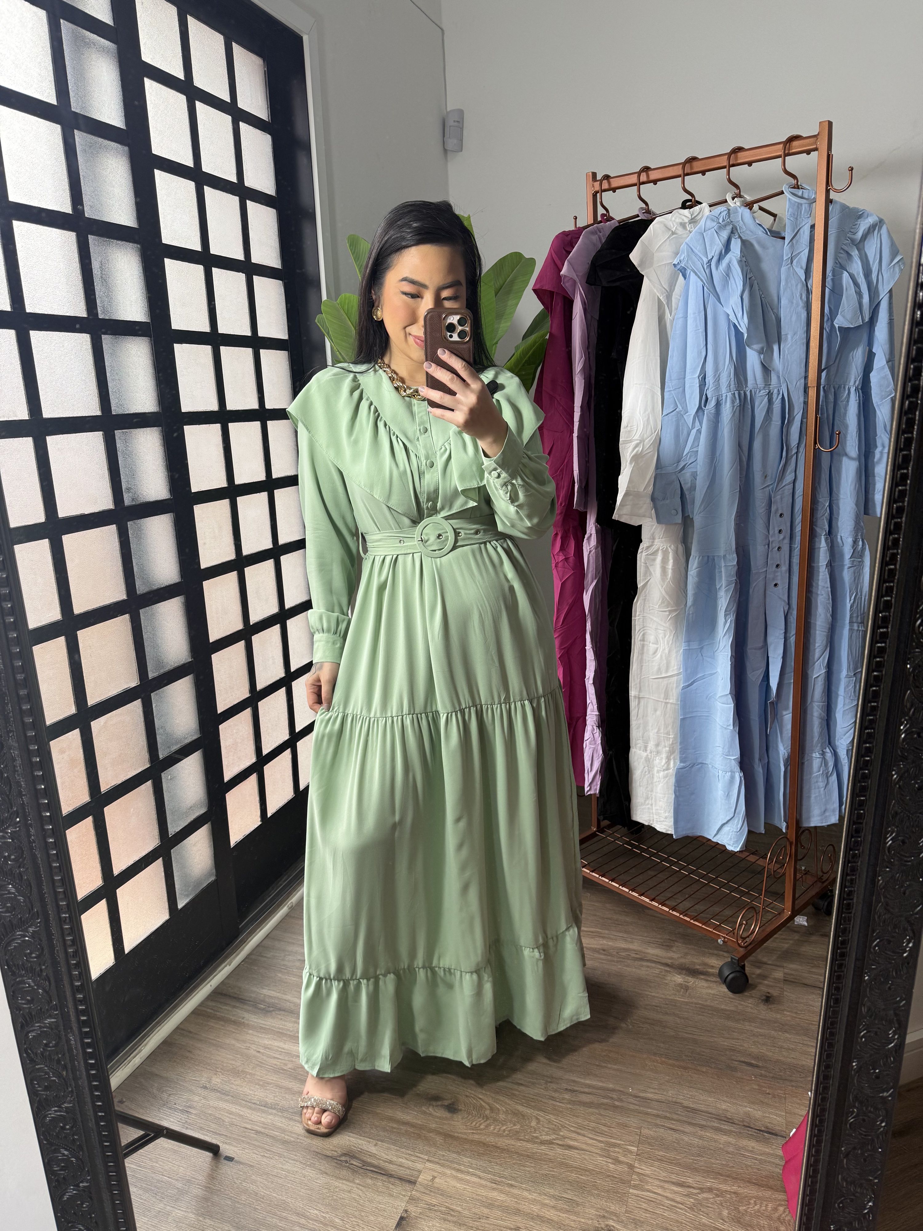 Vestido Babado Juli verde 1546