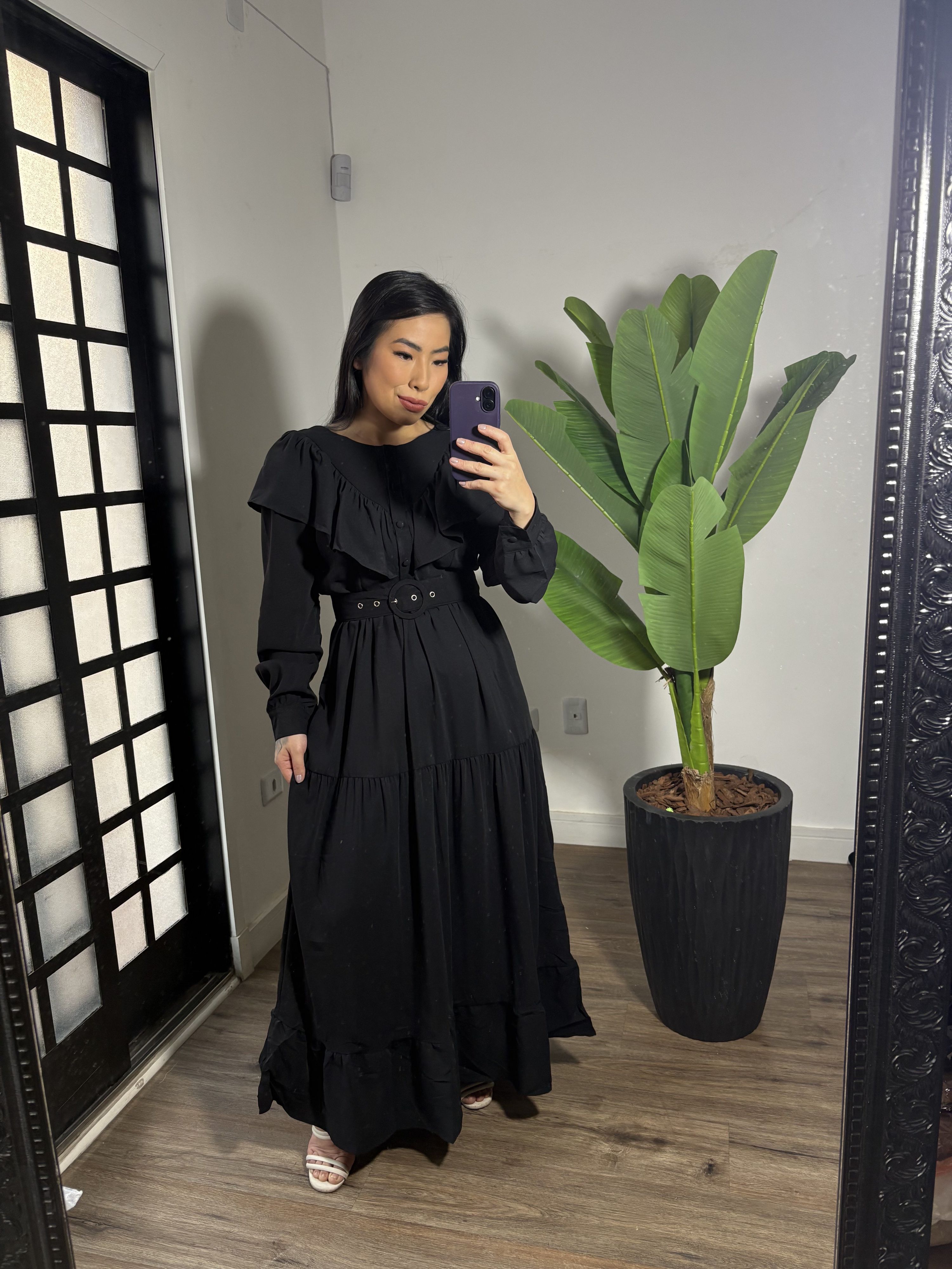 Vestido Babado Juli 1546- Preto