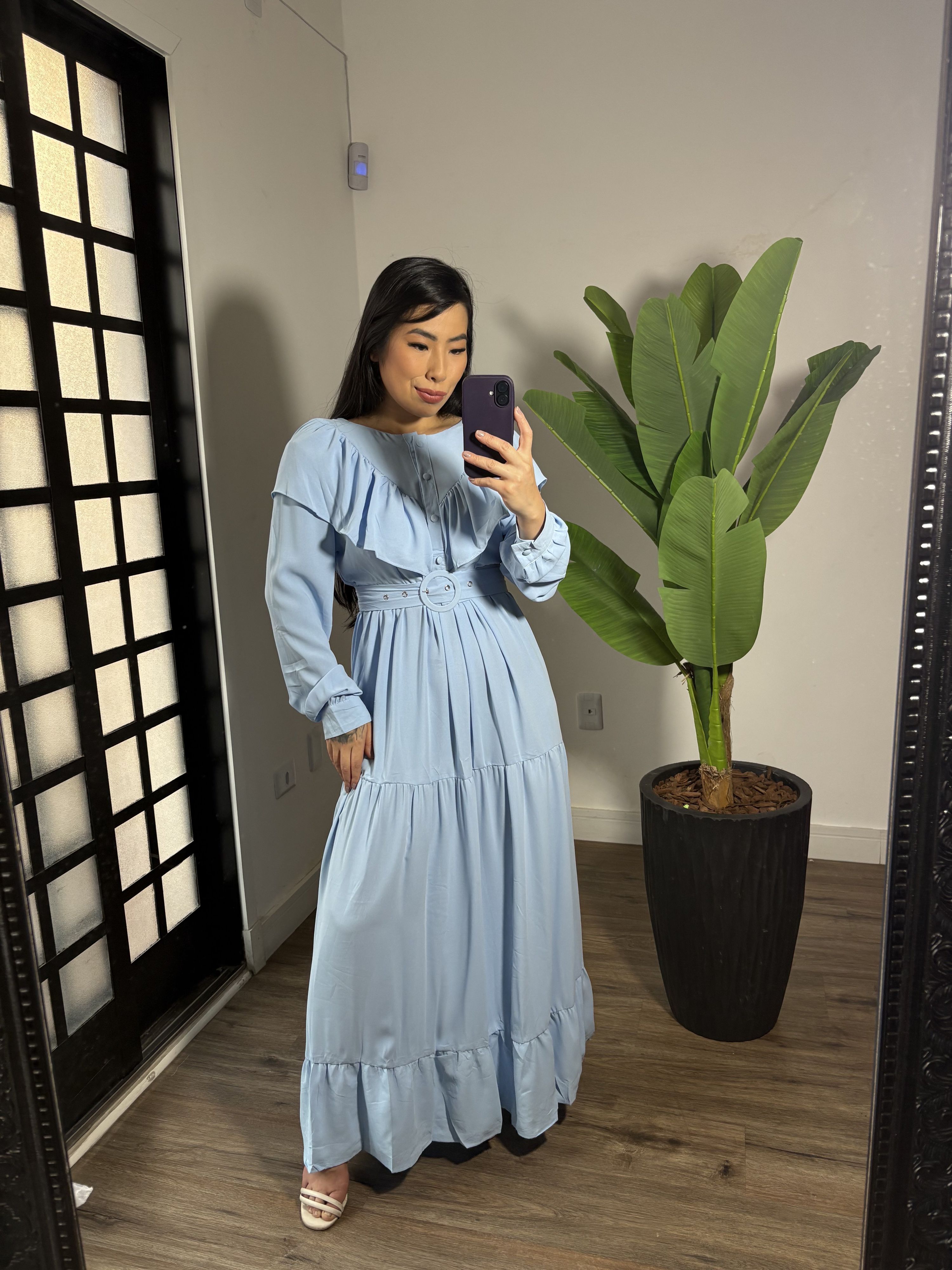 Vestido Babado Juli 1546 - Azul Bebe