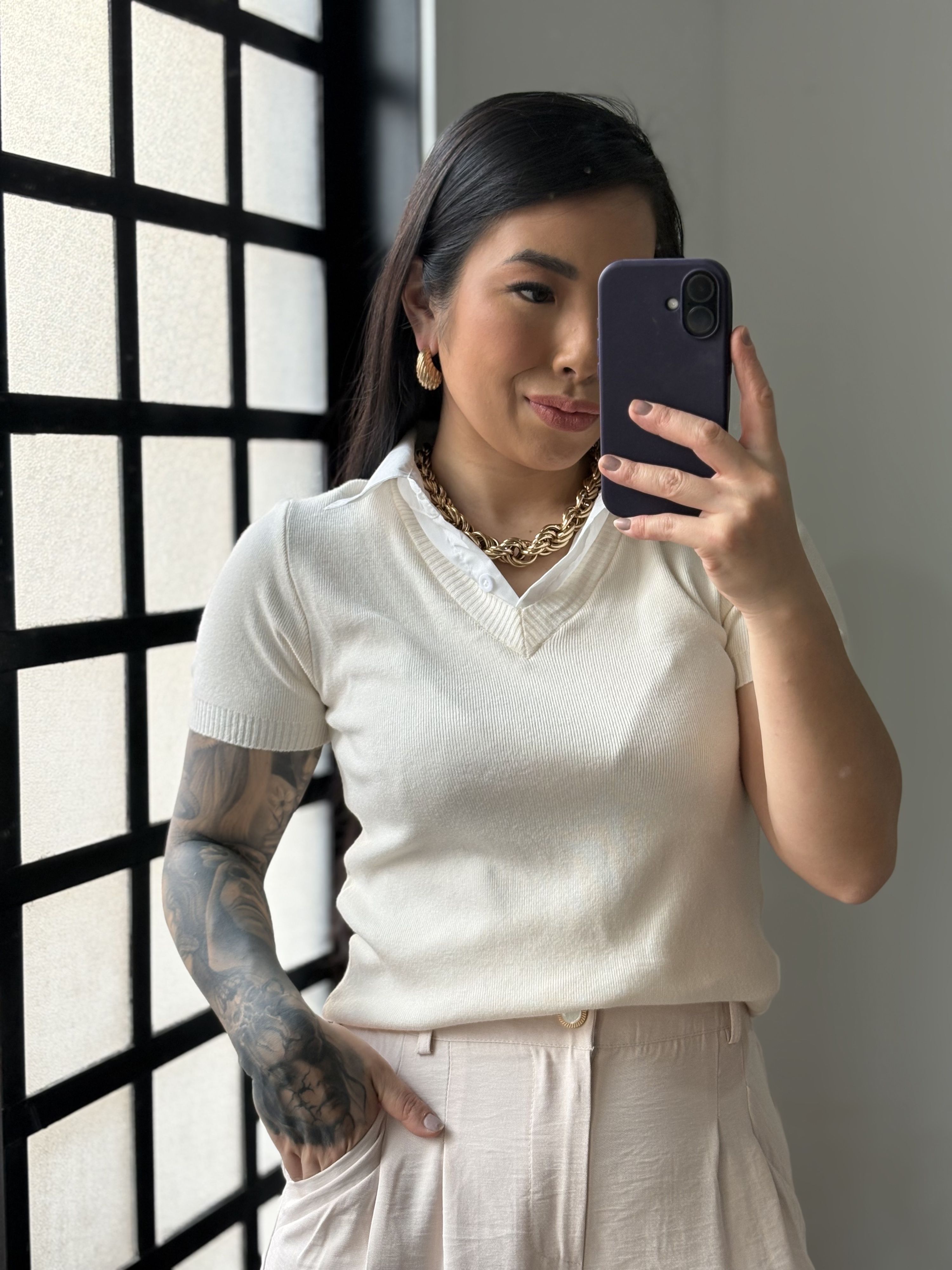 Blusa Tricô Gola W01- Off 