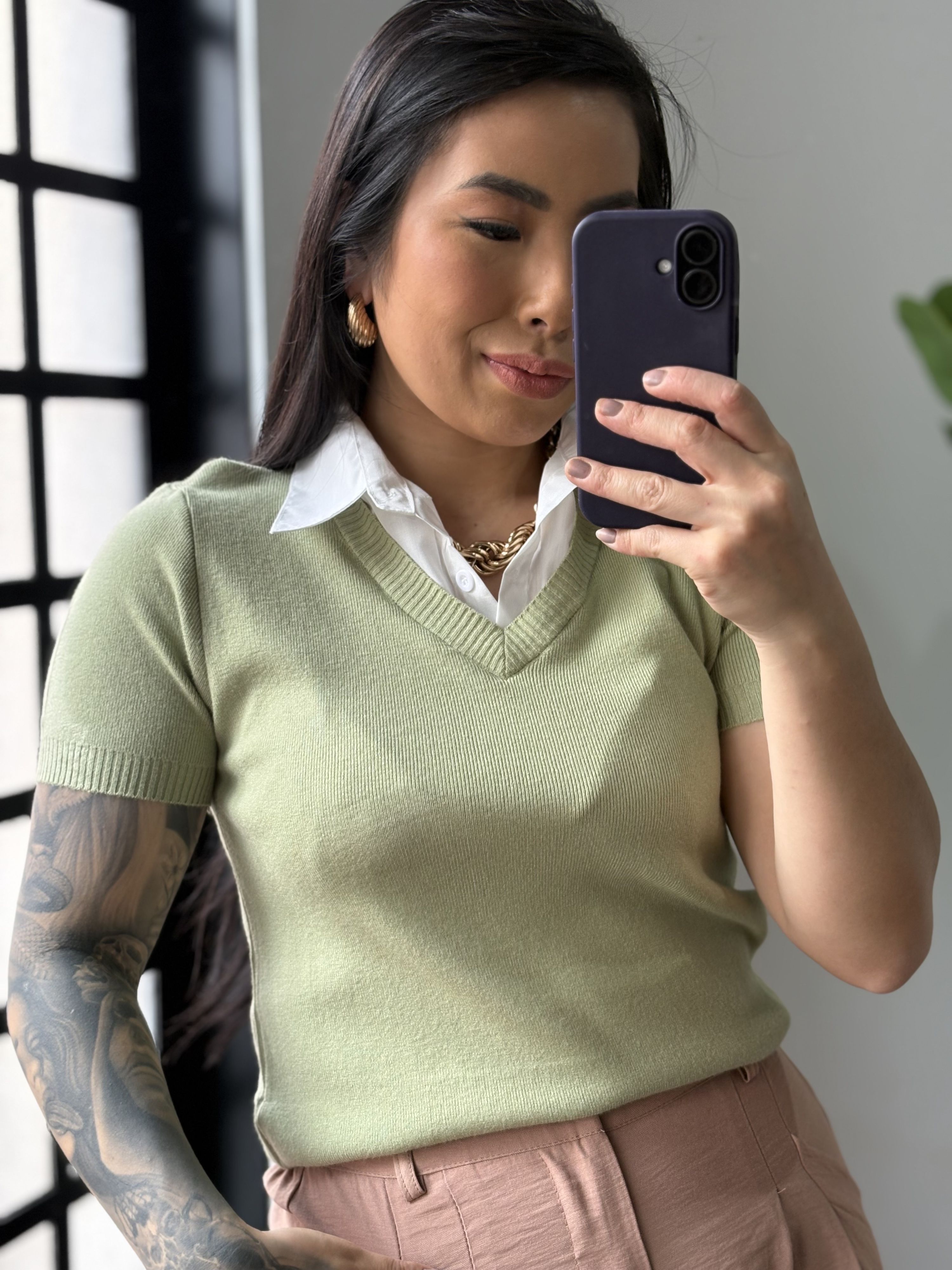 Blusa Tricô Gola W01 - Verde 
