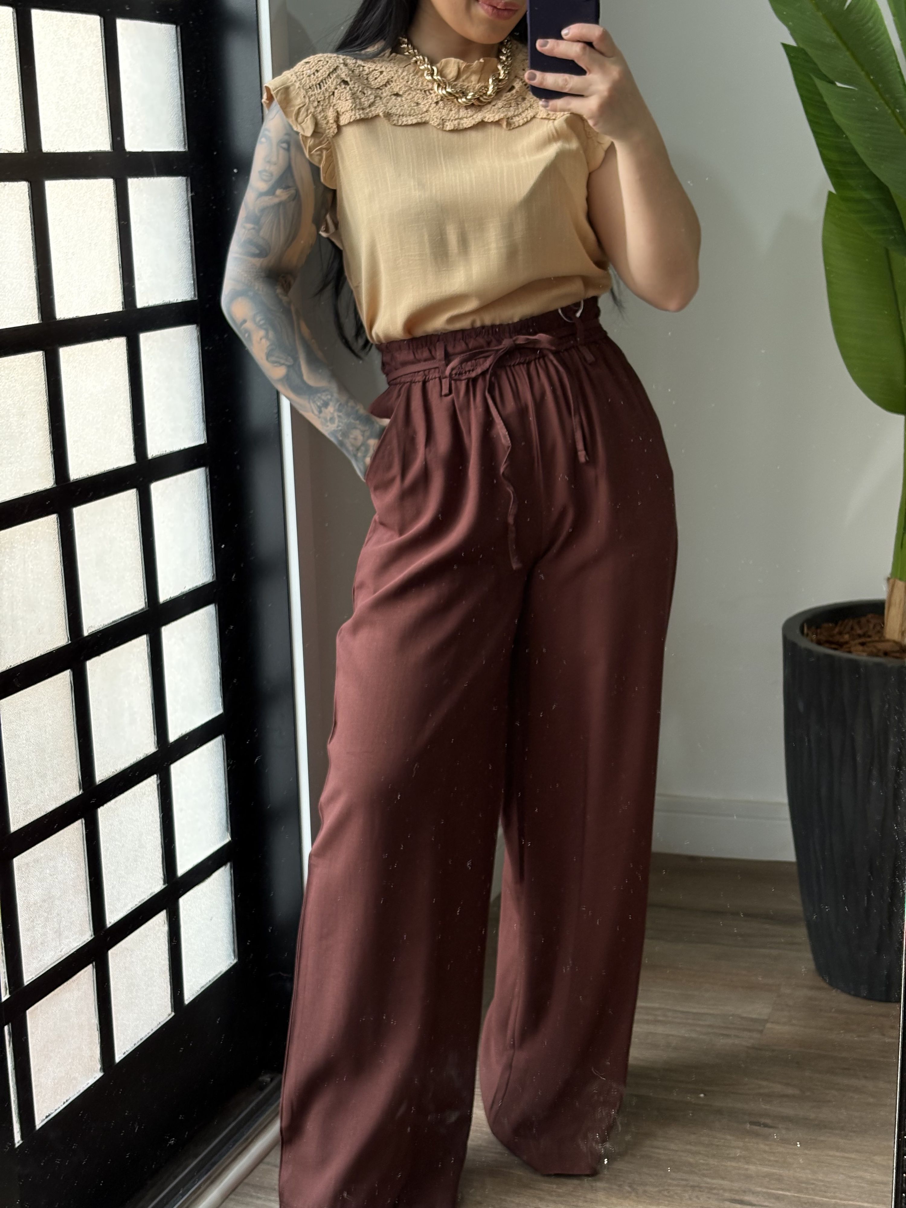 Calça Pantalona Marrant Nina 386 - Marrom 
