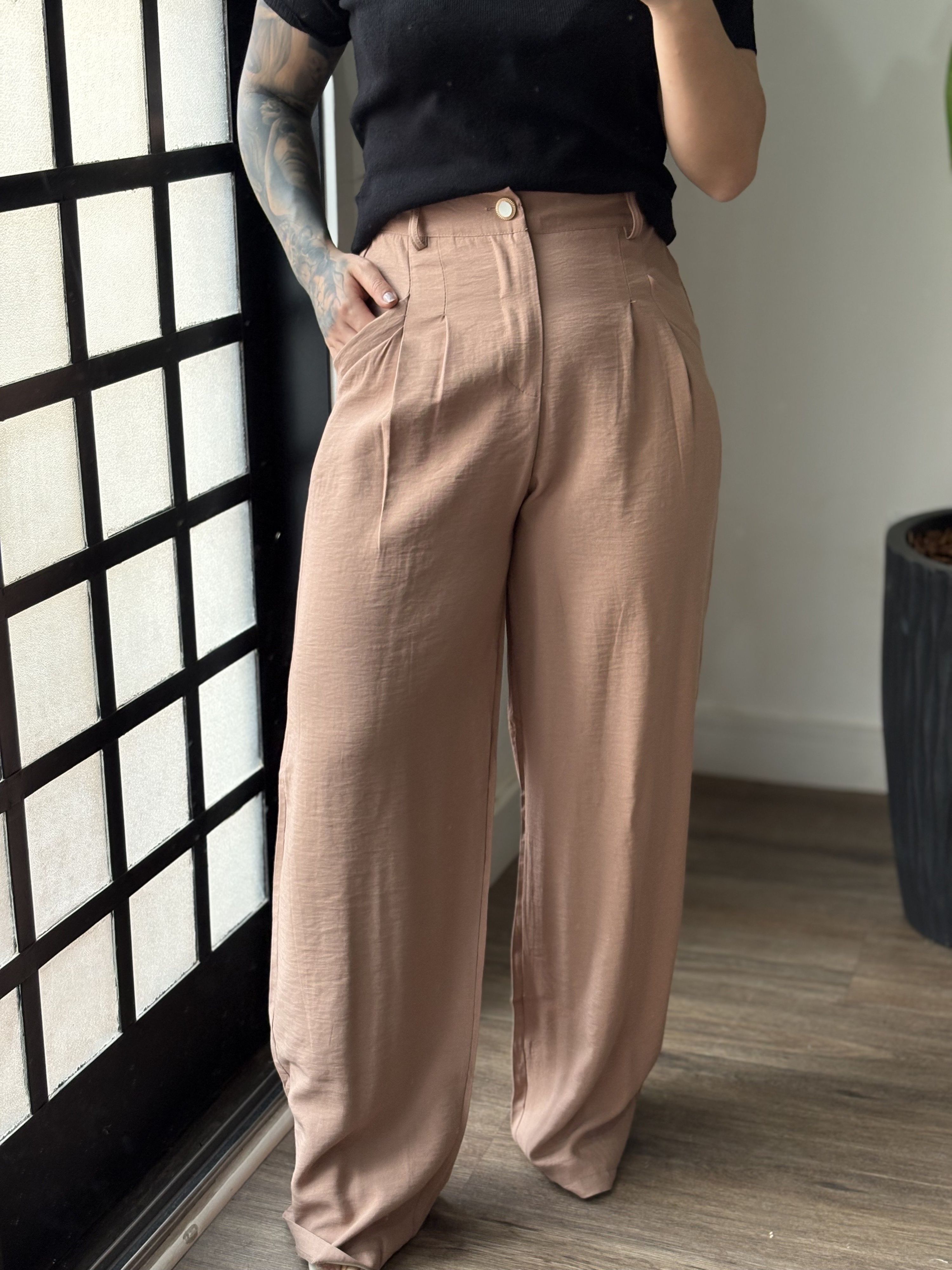 Calça Pantalona Marrant Karen 2113 - Marrom Claro