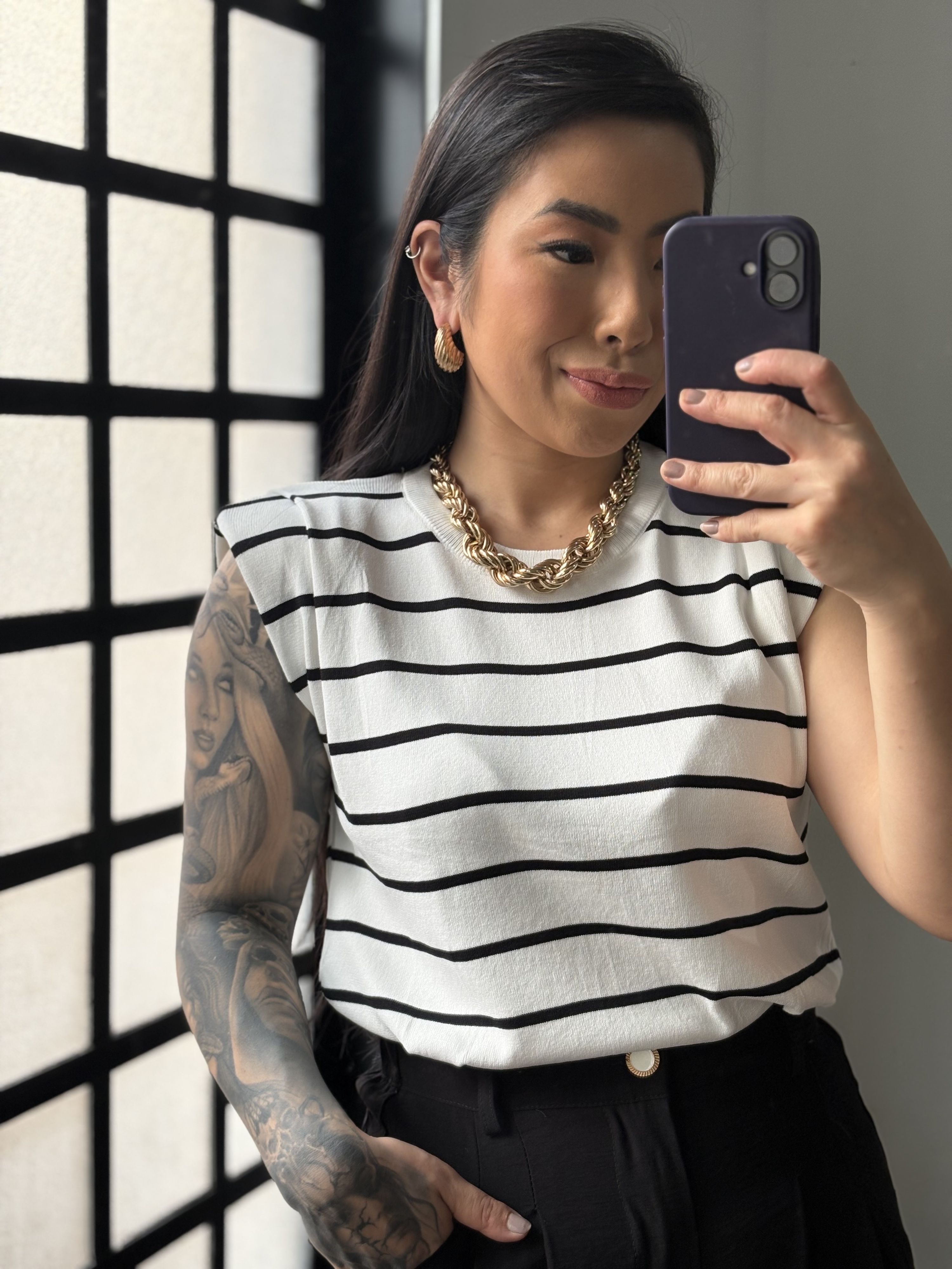 Blusa Muscle Tee Tricô Ana Lucia 2056 - Branco 