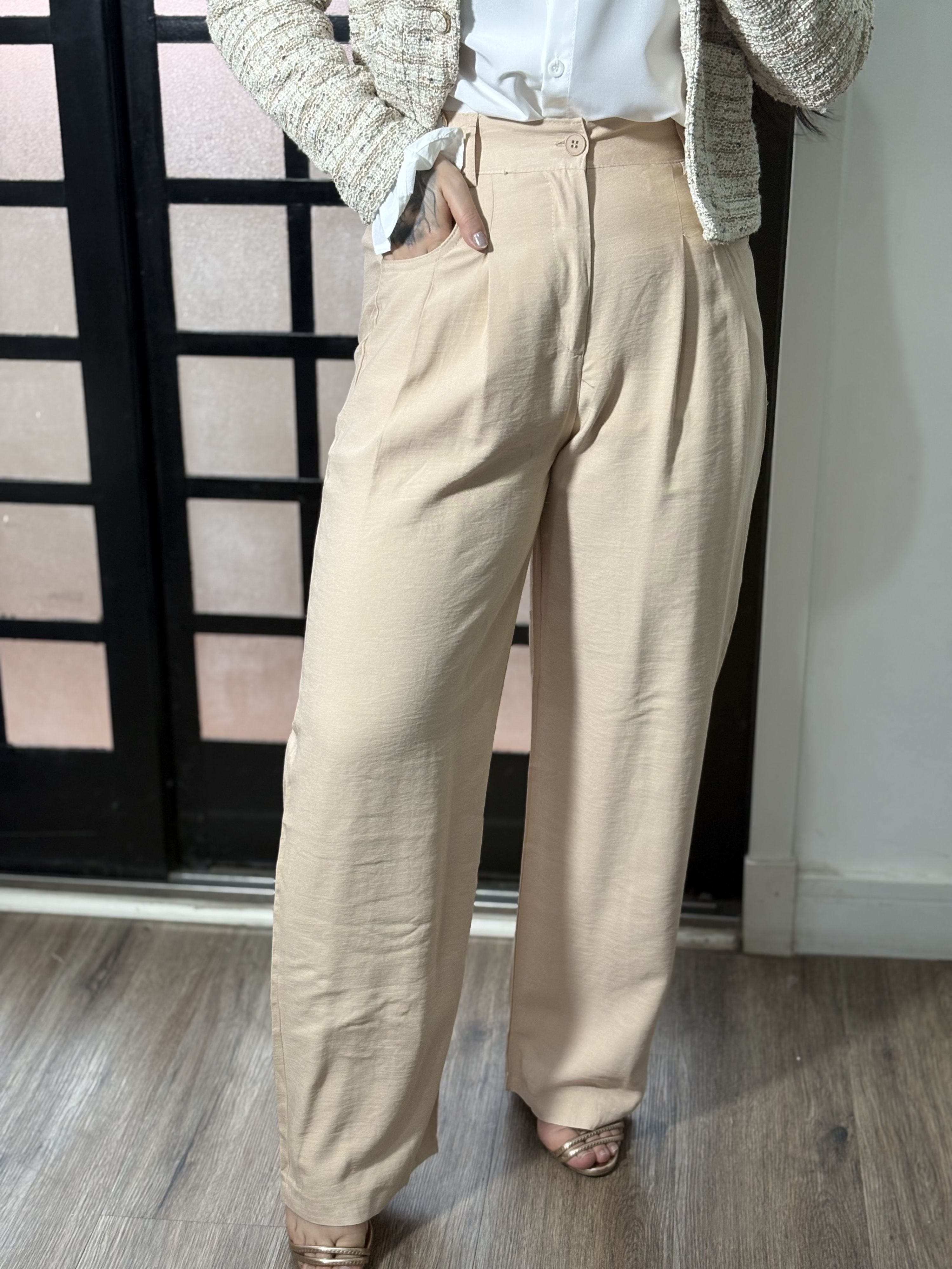 Calça Pantalona Roberta 12152 - Creme 
