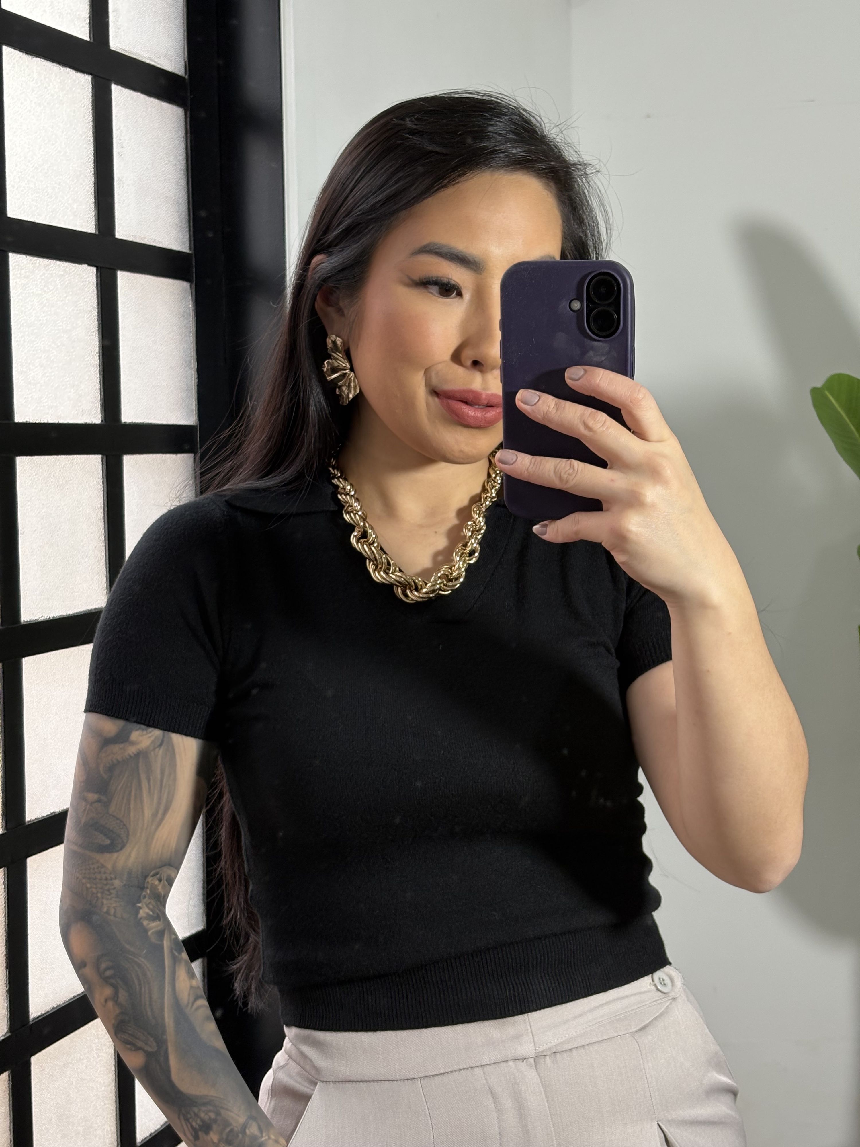 Blusa Tricô Eli 8032 -Preto 