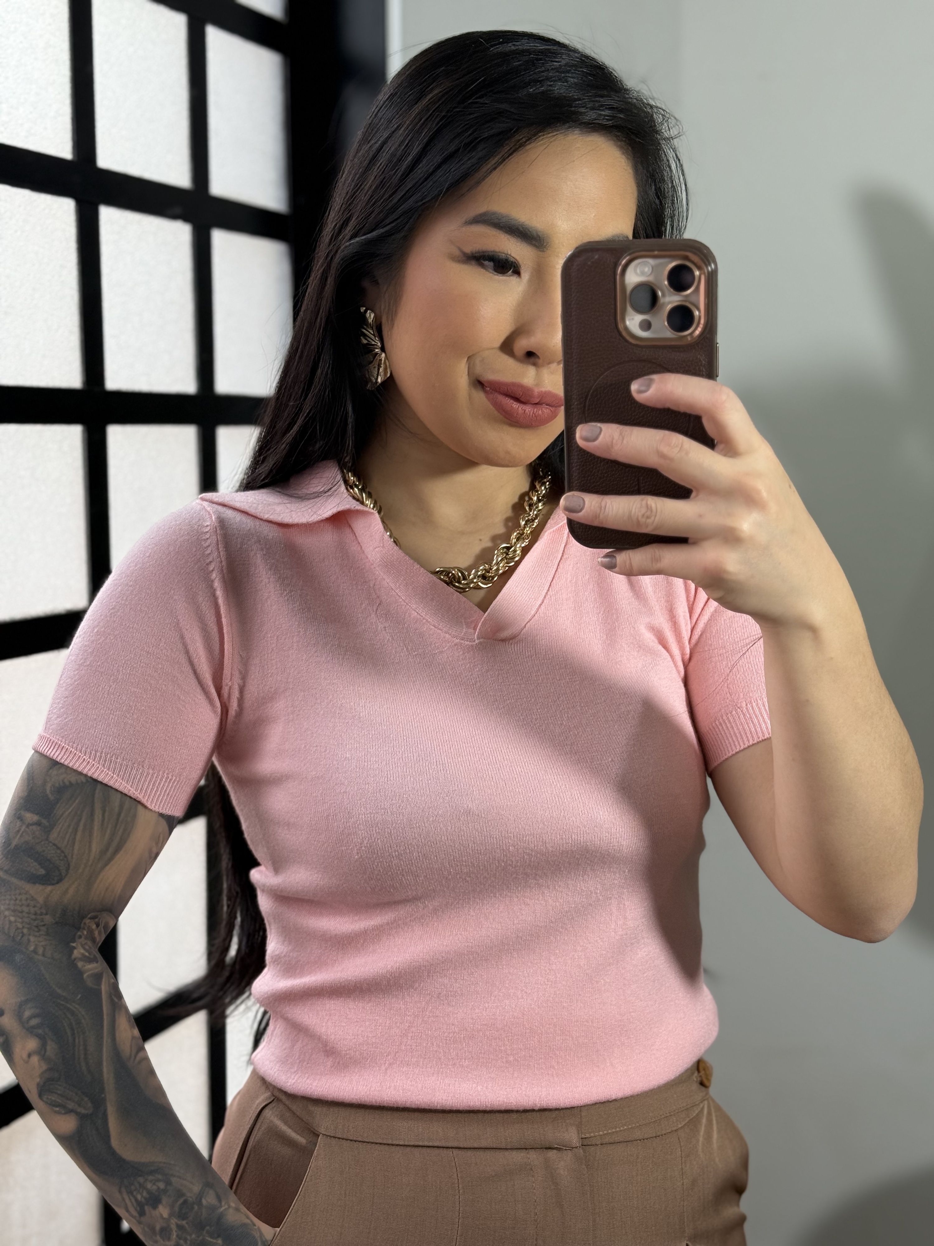Blusa Tricô Eli 8032 - Rosa Claro