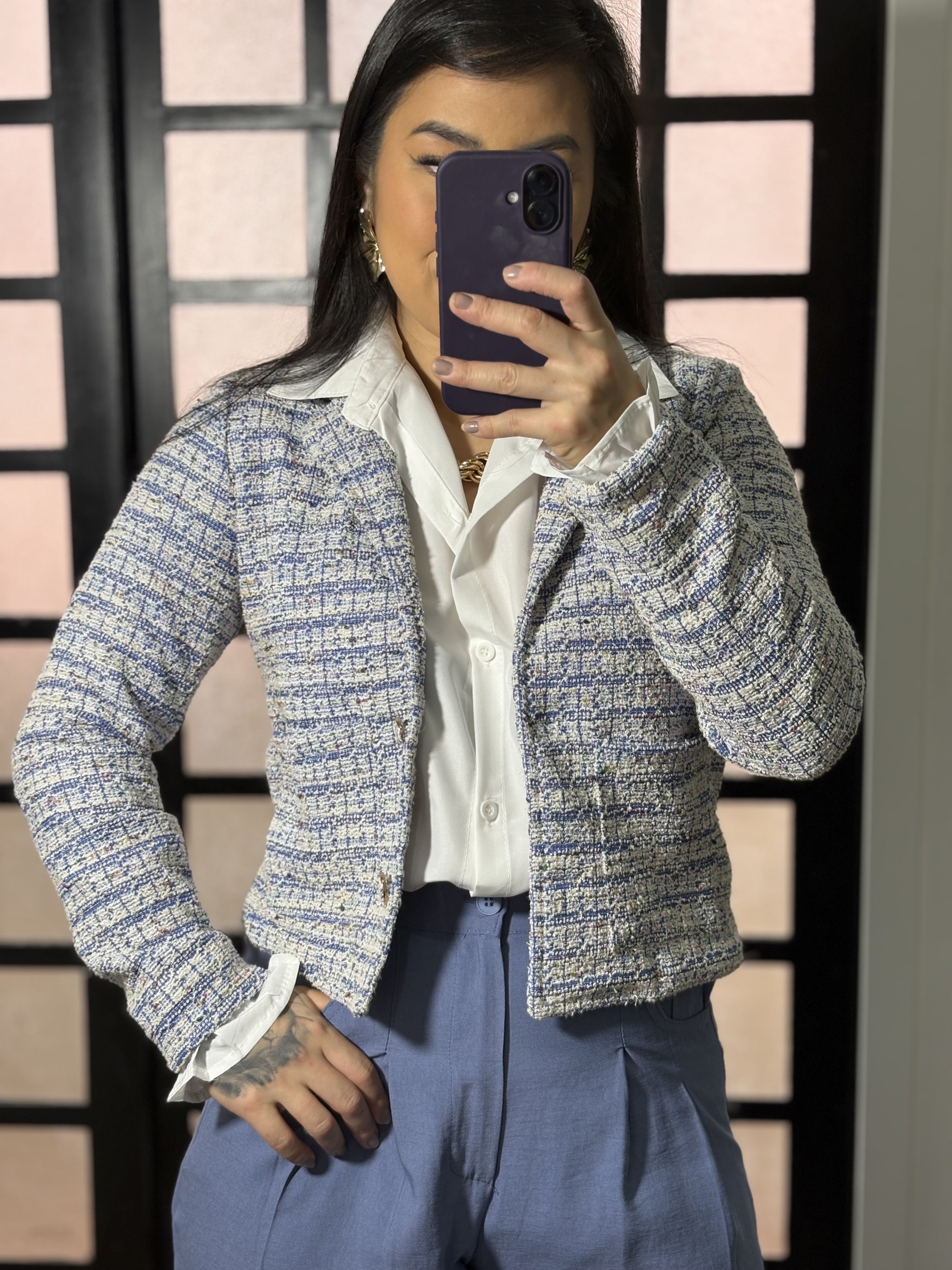 Casaco xadrez Virginia 1275 - Azul 