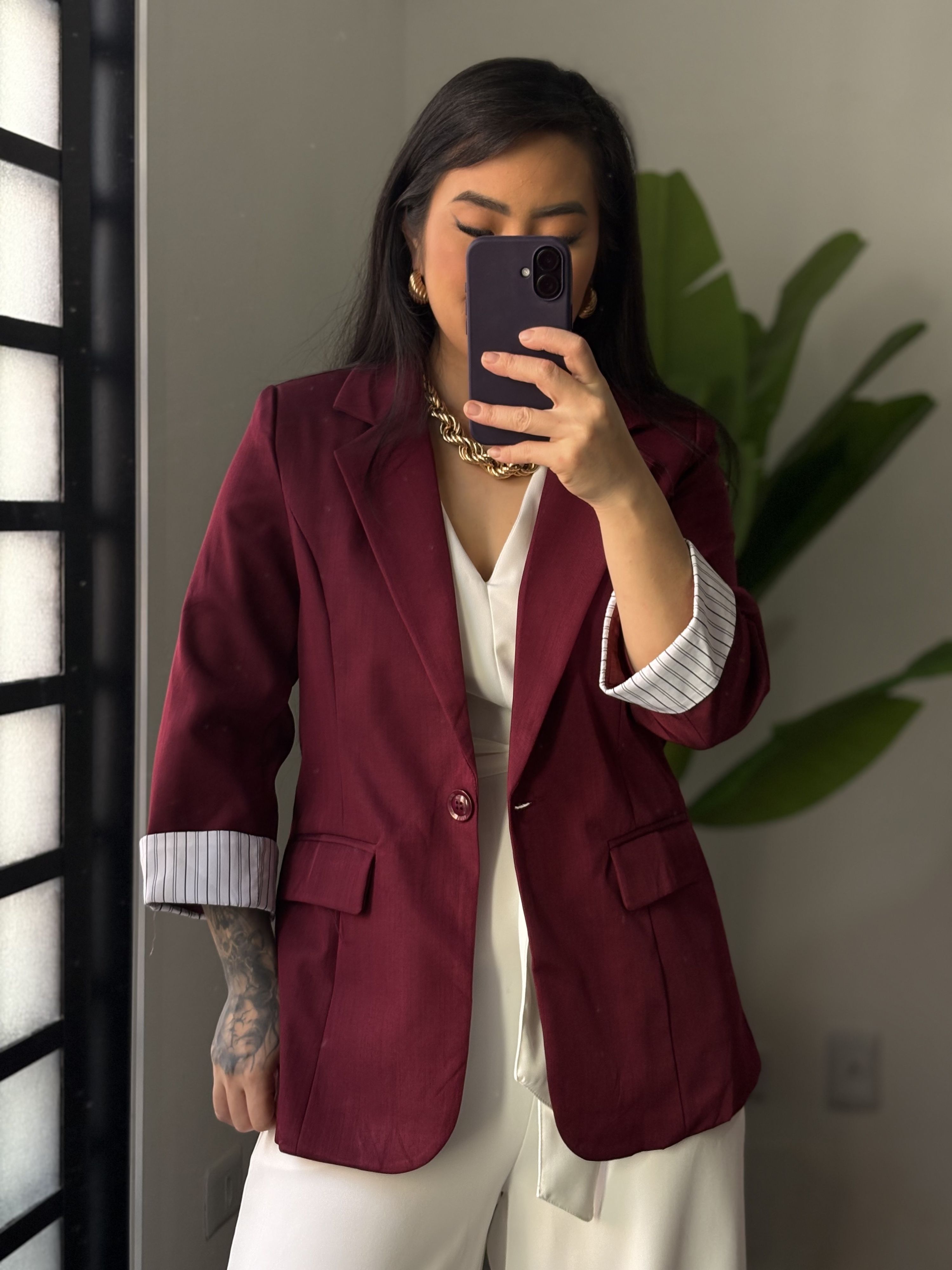 Blazer Manga 3/4 Olivia 016 -Vinho 