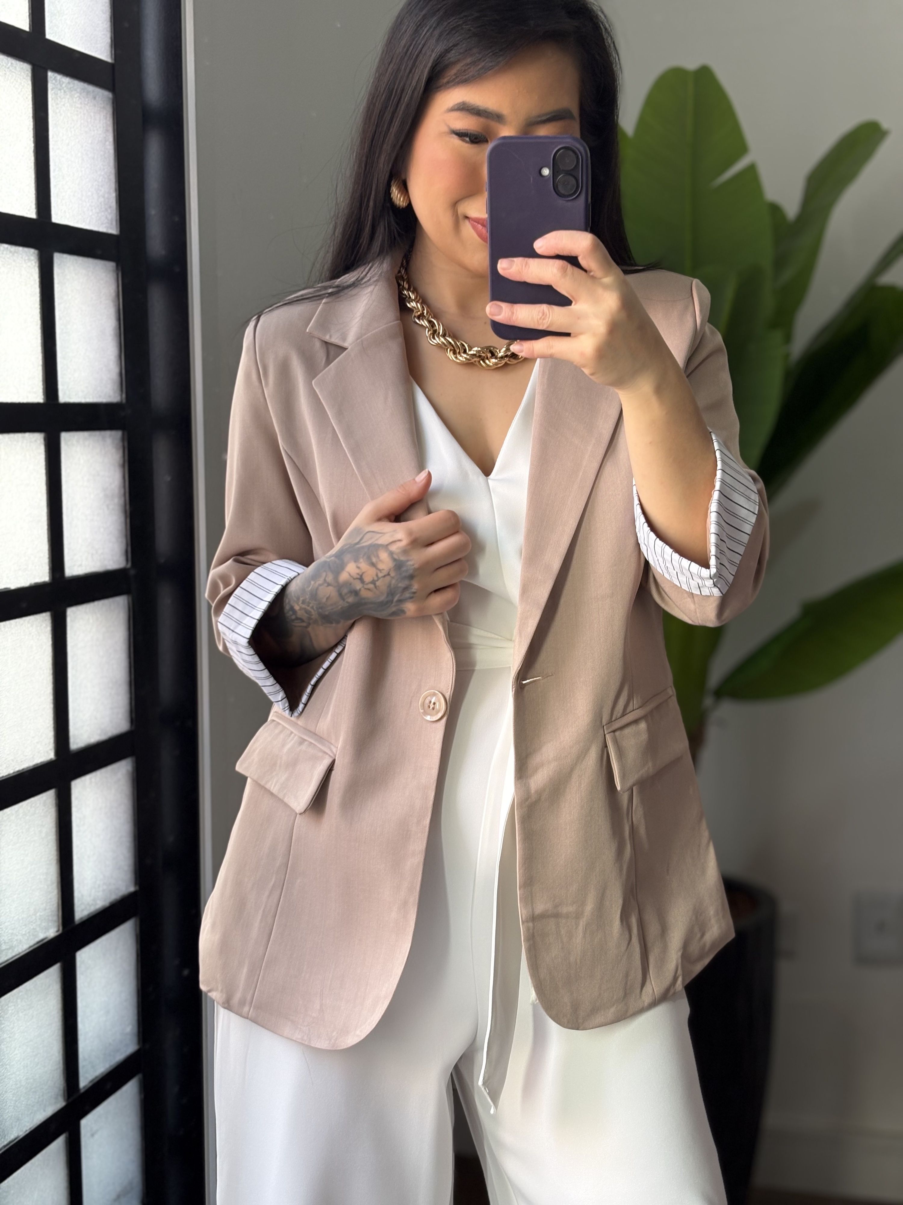 Blazer Manga 3/4 Olivia 016 - Bege 