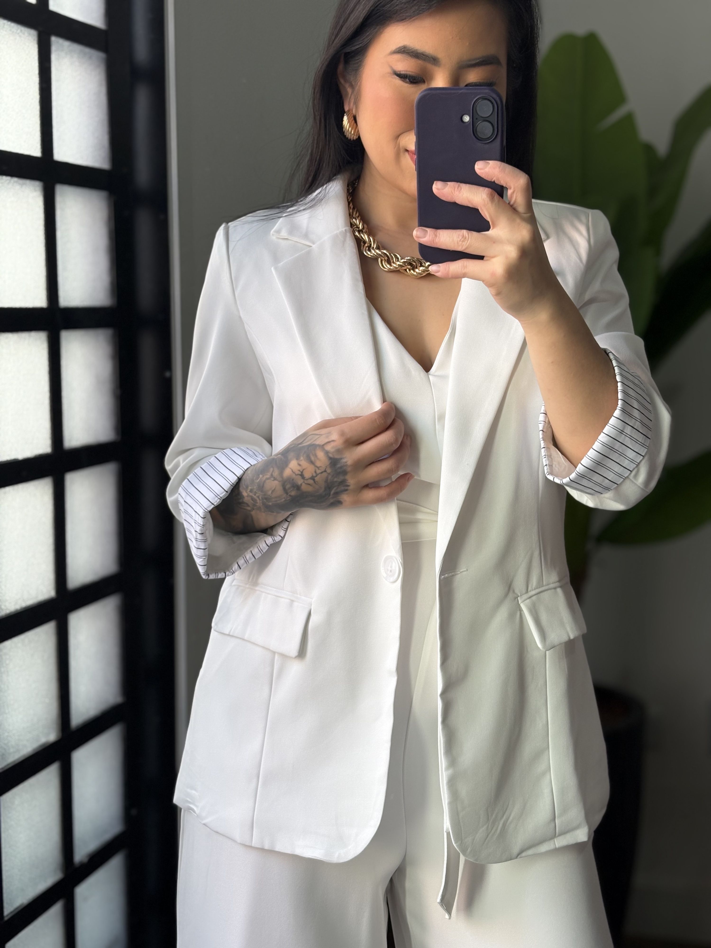 Blazer Manga 3/4 Olivia 016 - Branco 