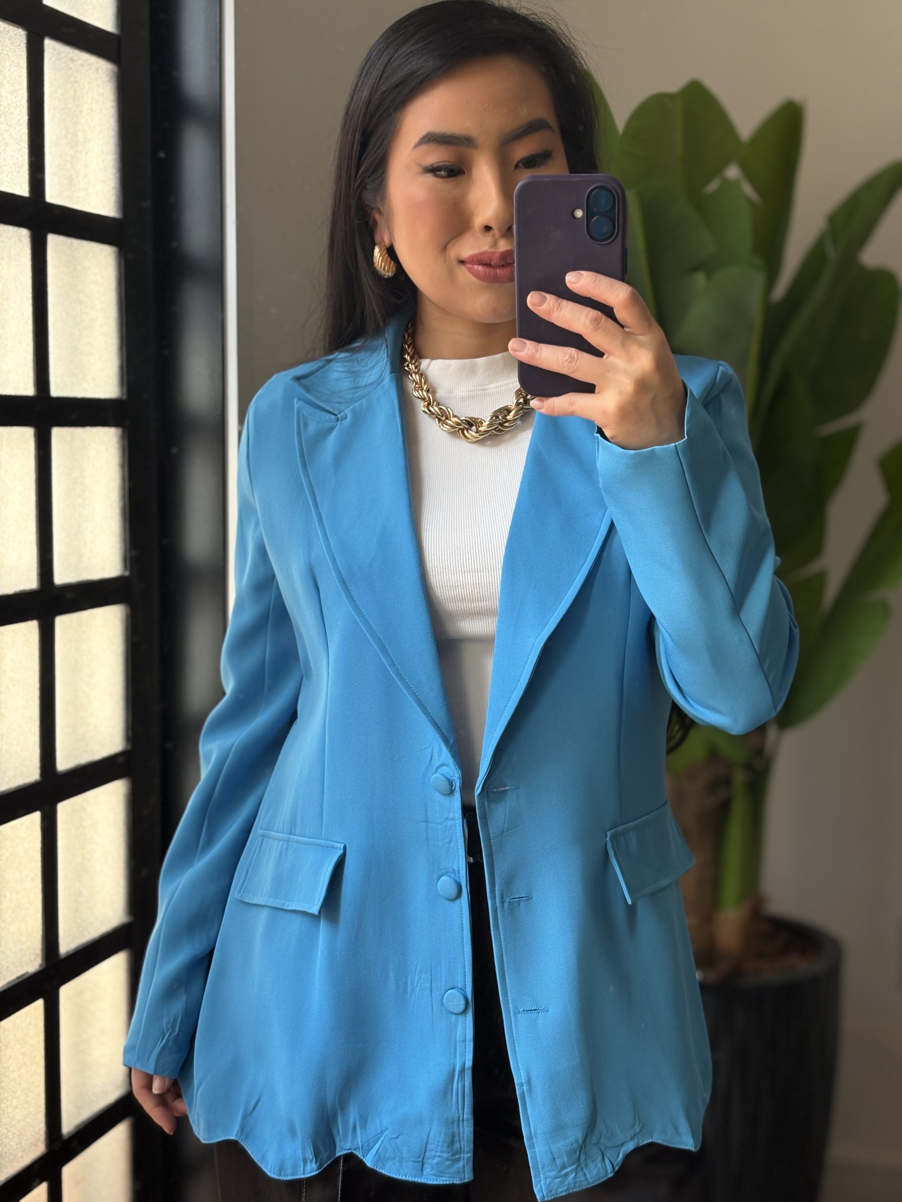 Blazer Alongado Aline 812 - Azul 